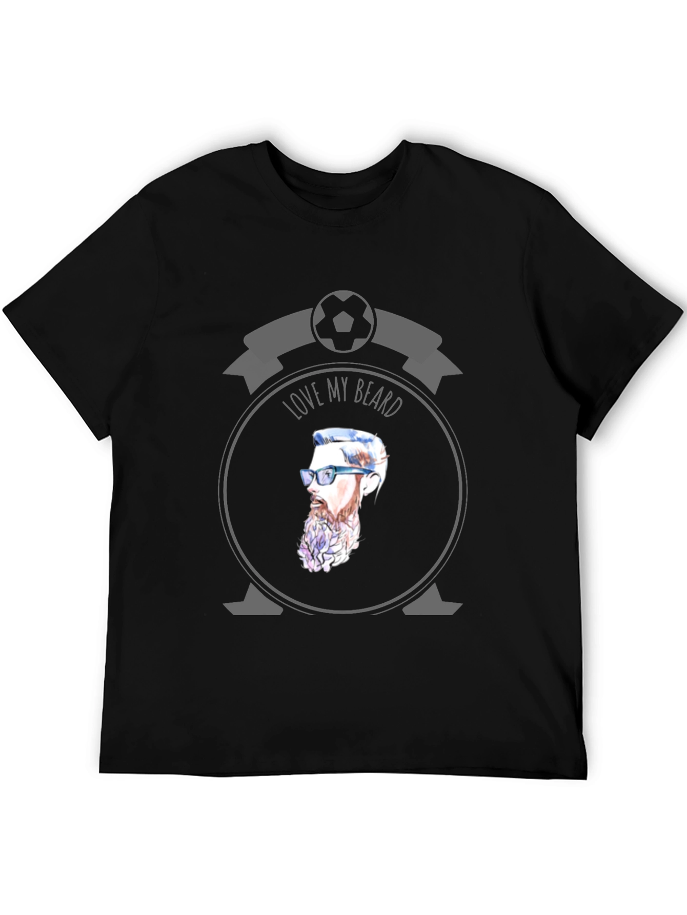 Black Love My Beard Graphic T-Shirt - Soccer Fan Style view 5