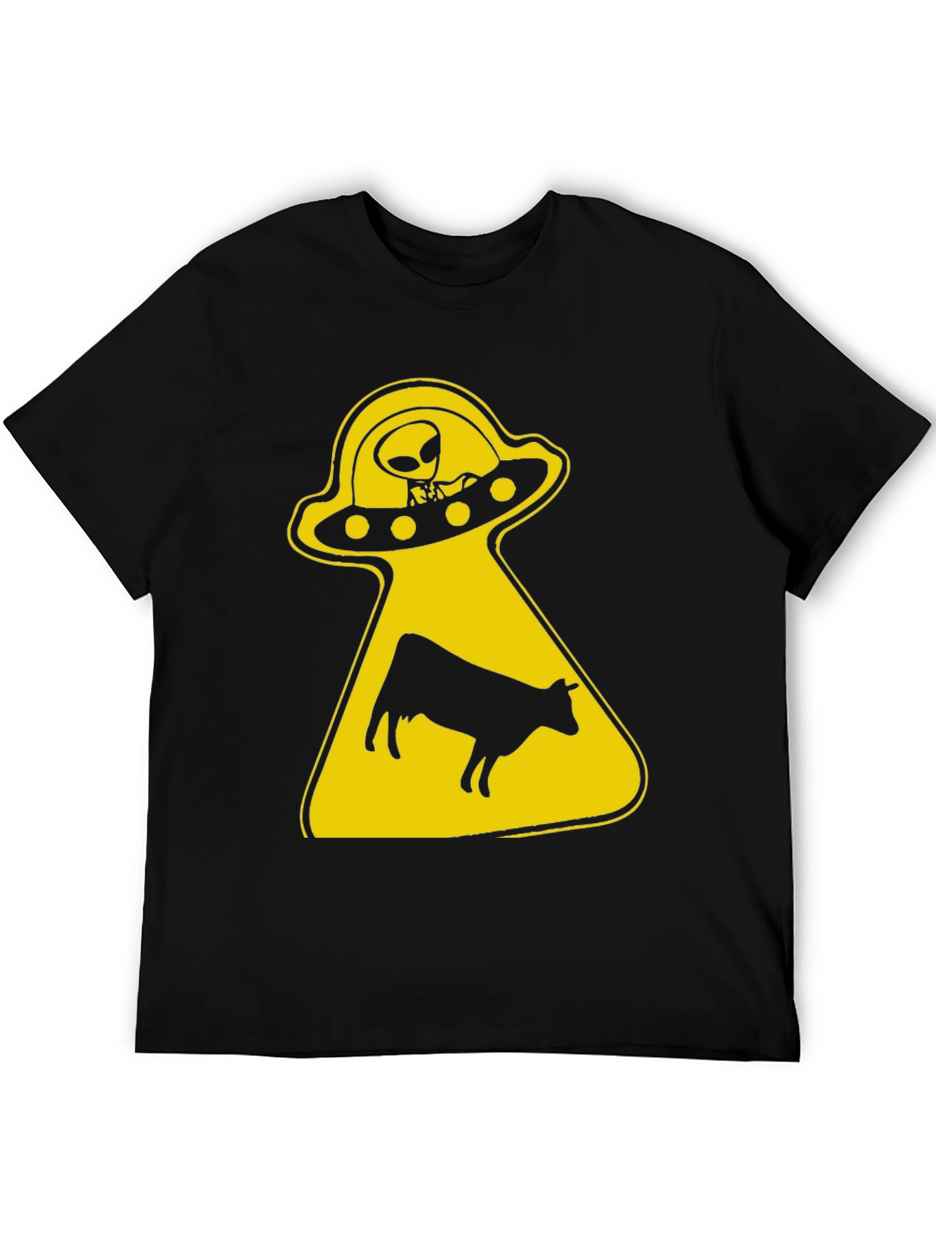 Black Alien Abduction Graphic Tee - Black Cotton T-Shirt view 5
