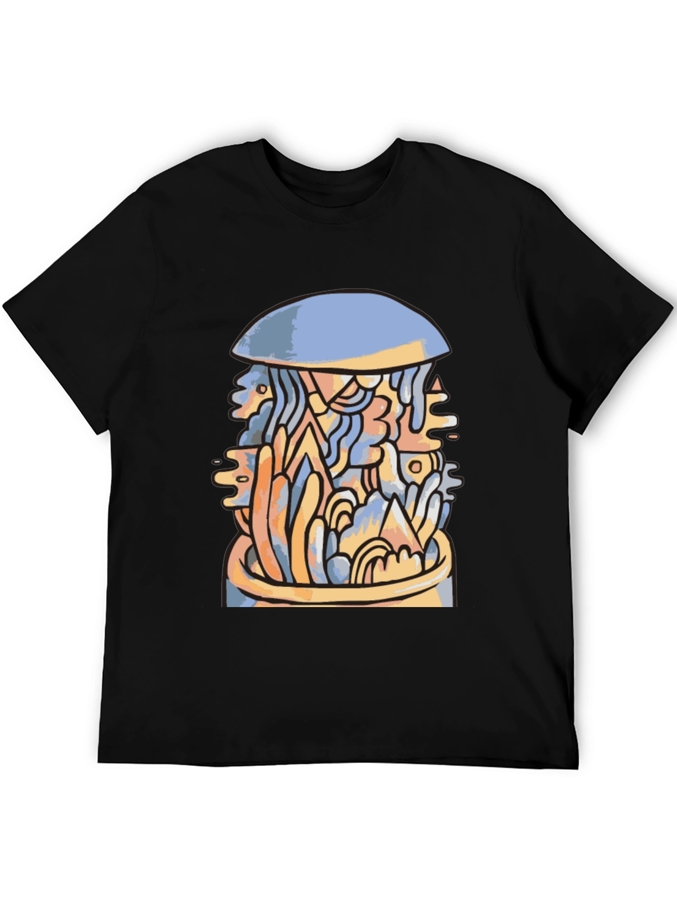 Black Abstract Art Tee - Modern Graphic Design T-Shirt view 5