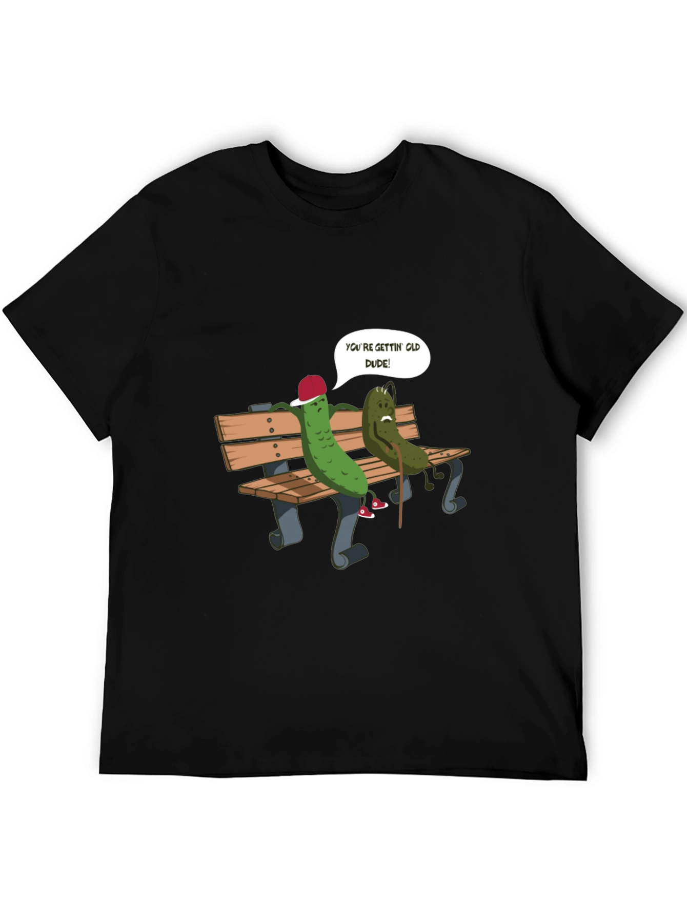 Black Funny Pickle Old Dude Graphic T-Shirt view 5