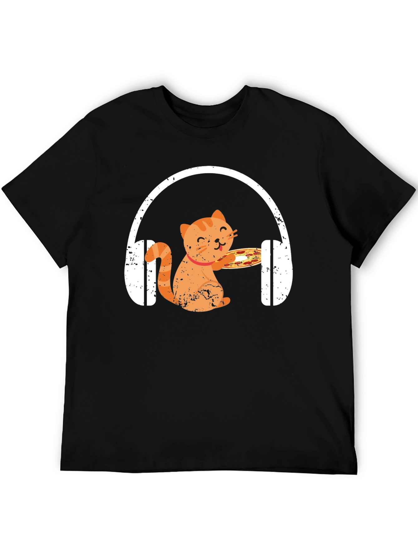 Black Cat Pizza DJ T-Shirt - Music Lover Apparel view 5