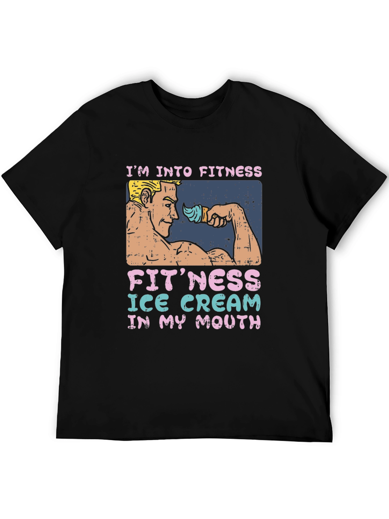 Black Fitness Ice Cream Funny Graphic T-Shirt view 5