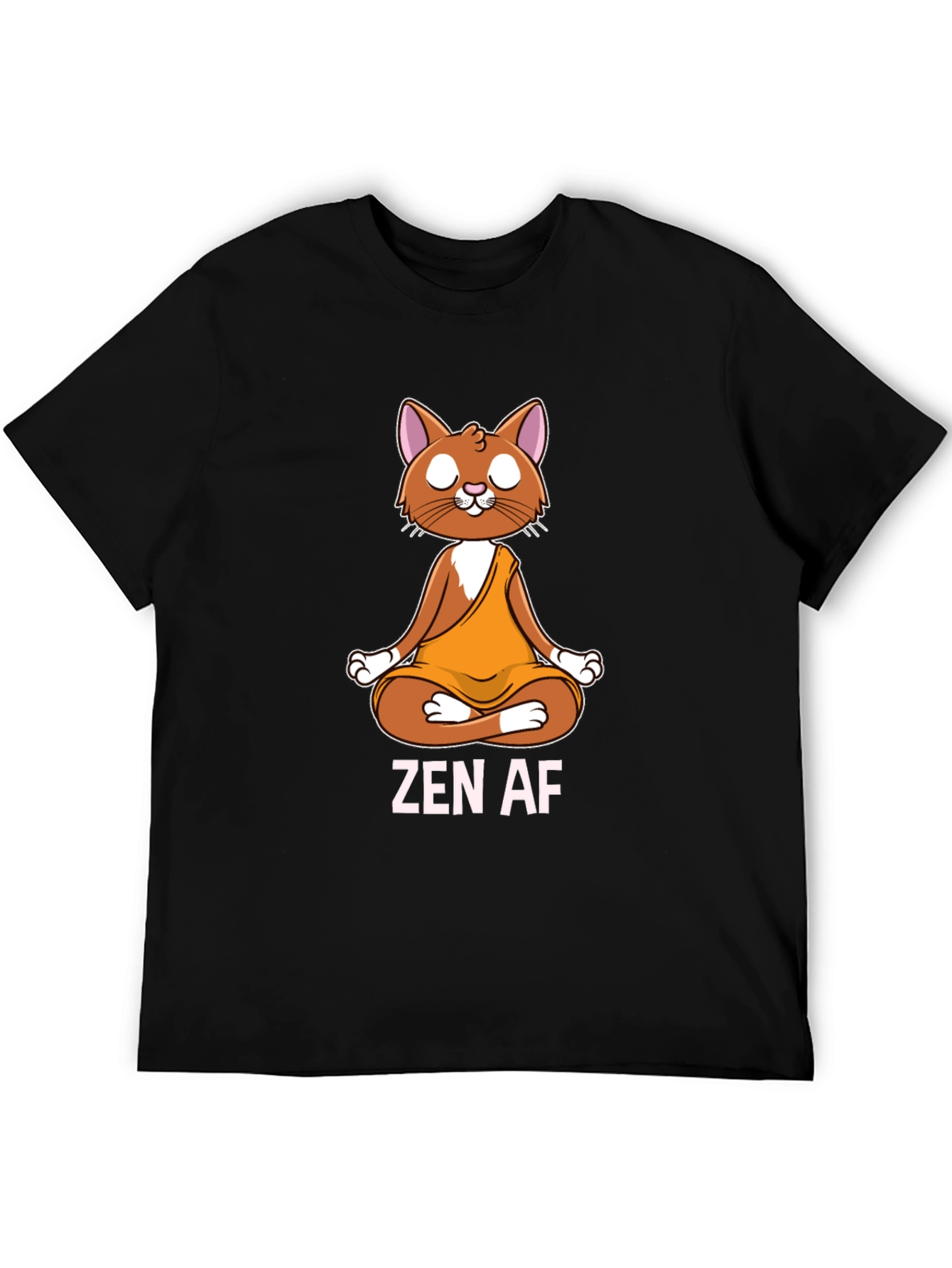 Black Zen AF Cat T-Shirt - Meditating Feline Tee view 5