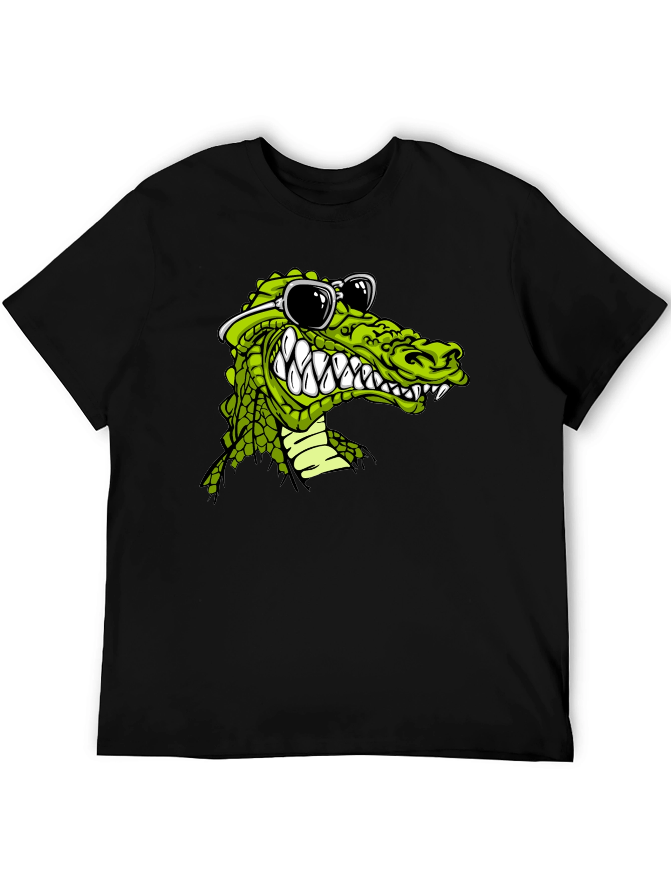 Black Cool Alligator Graphic Tee view 5