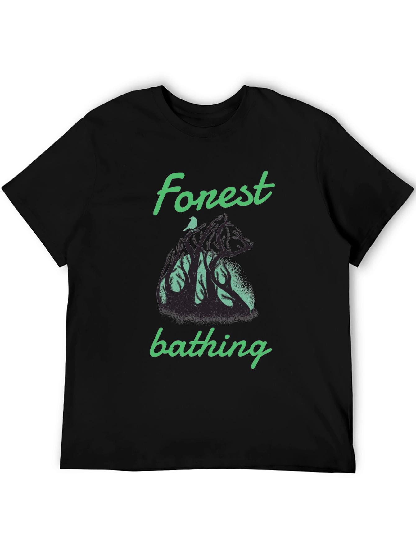 Forest Bathing Graphic Tee - Black Cotton T-Shirt - 5