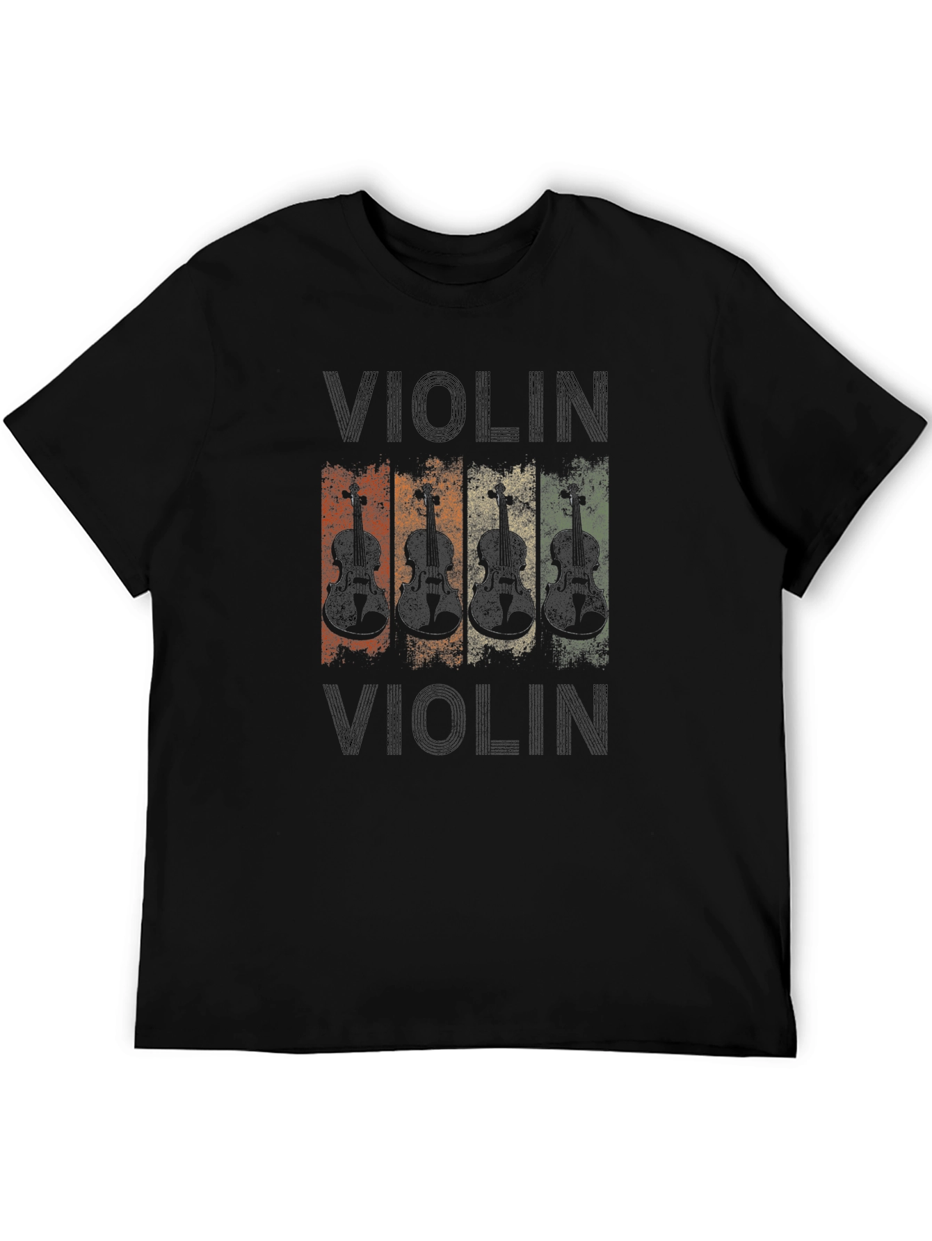 Black Vintage Violin Music Lover T-Shirt view 5