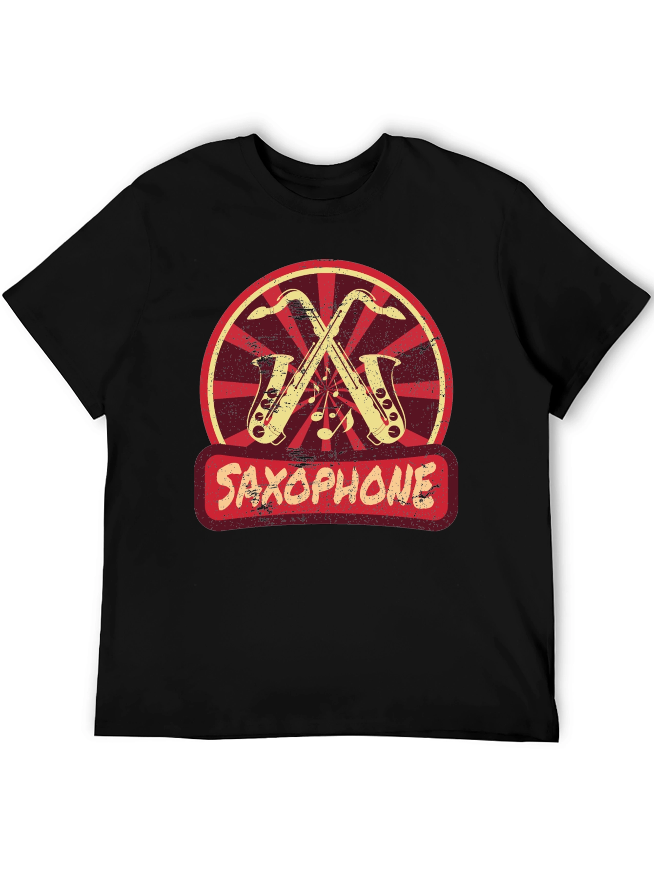 Black Saxophone Music T-Shirt Vintage Style view 5