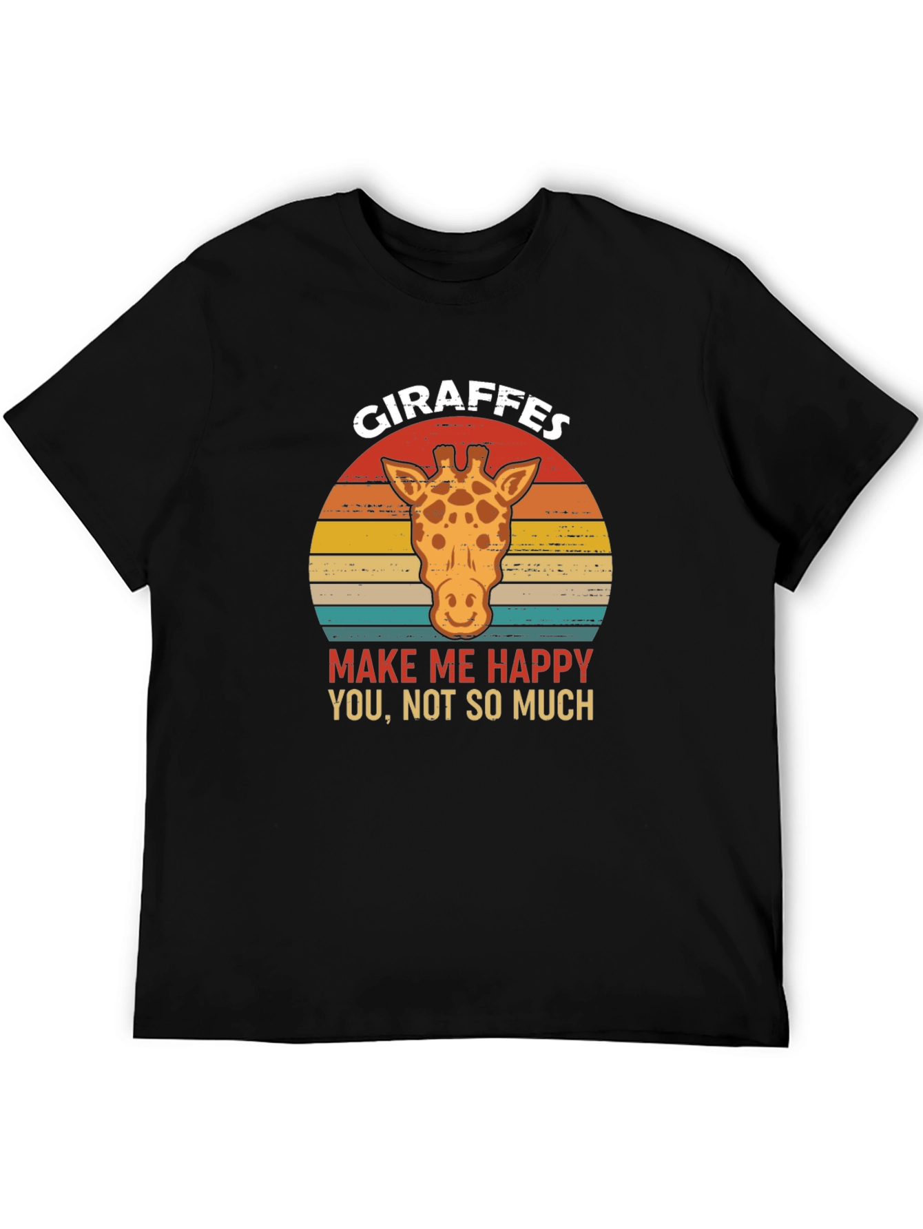 Black Giraffe Happy Graphic T-Shirt: Unisex Crew Neck Tee view 5