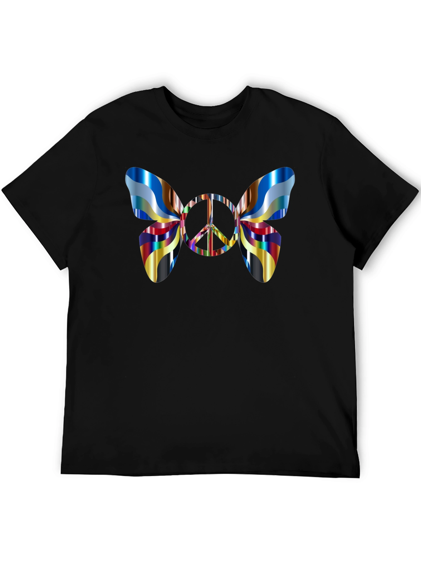 Black Peace Butterfly Graphic Tee - Stylish Men's Black T-Shirt view 5