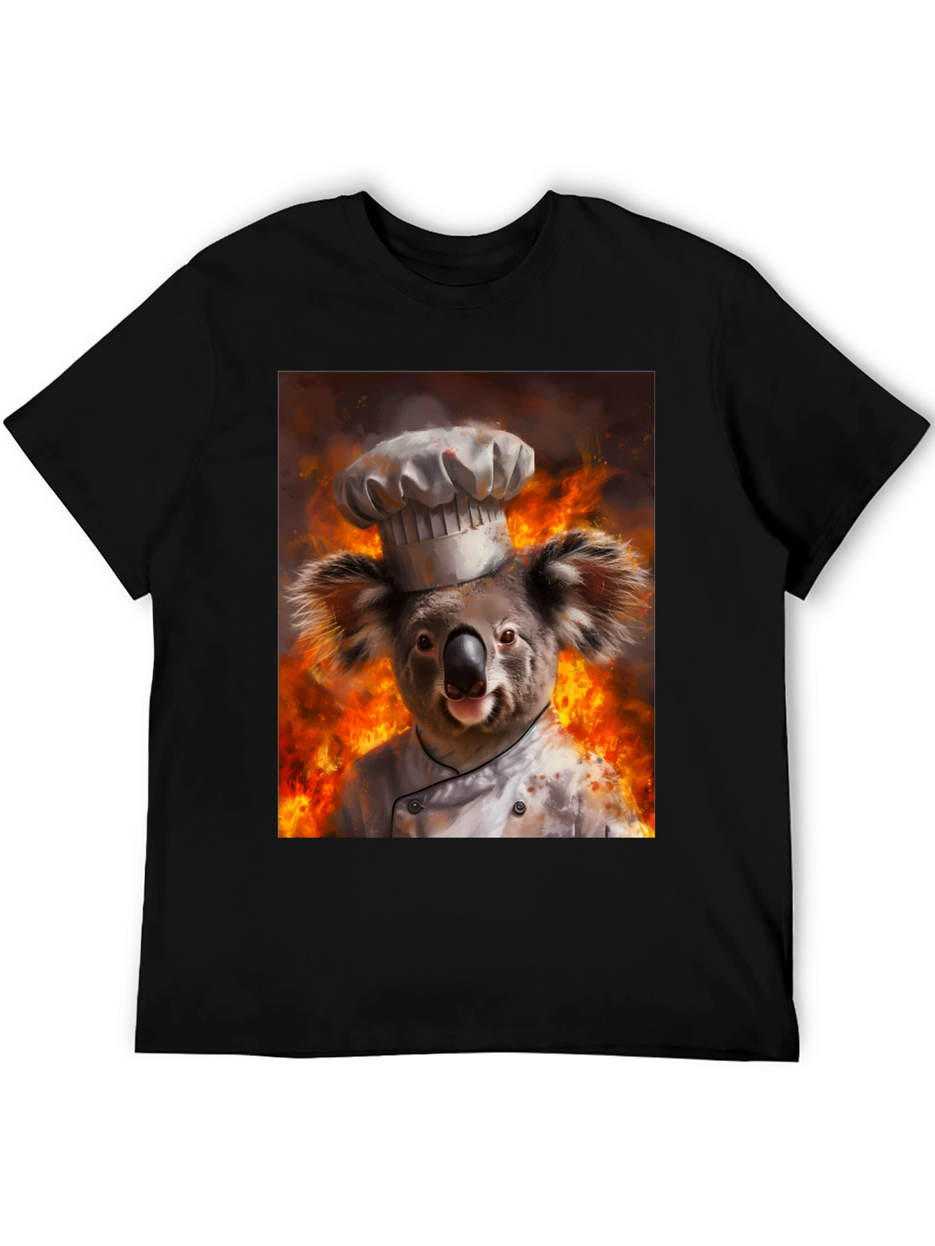 Black Chef Koala T-Shirt - Fiery Kitchen Design view 5