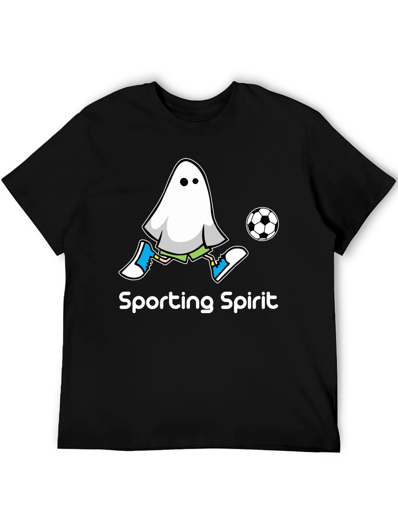 Black Sporting Spirit Ghost Soccer T-Shirt view 5