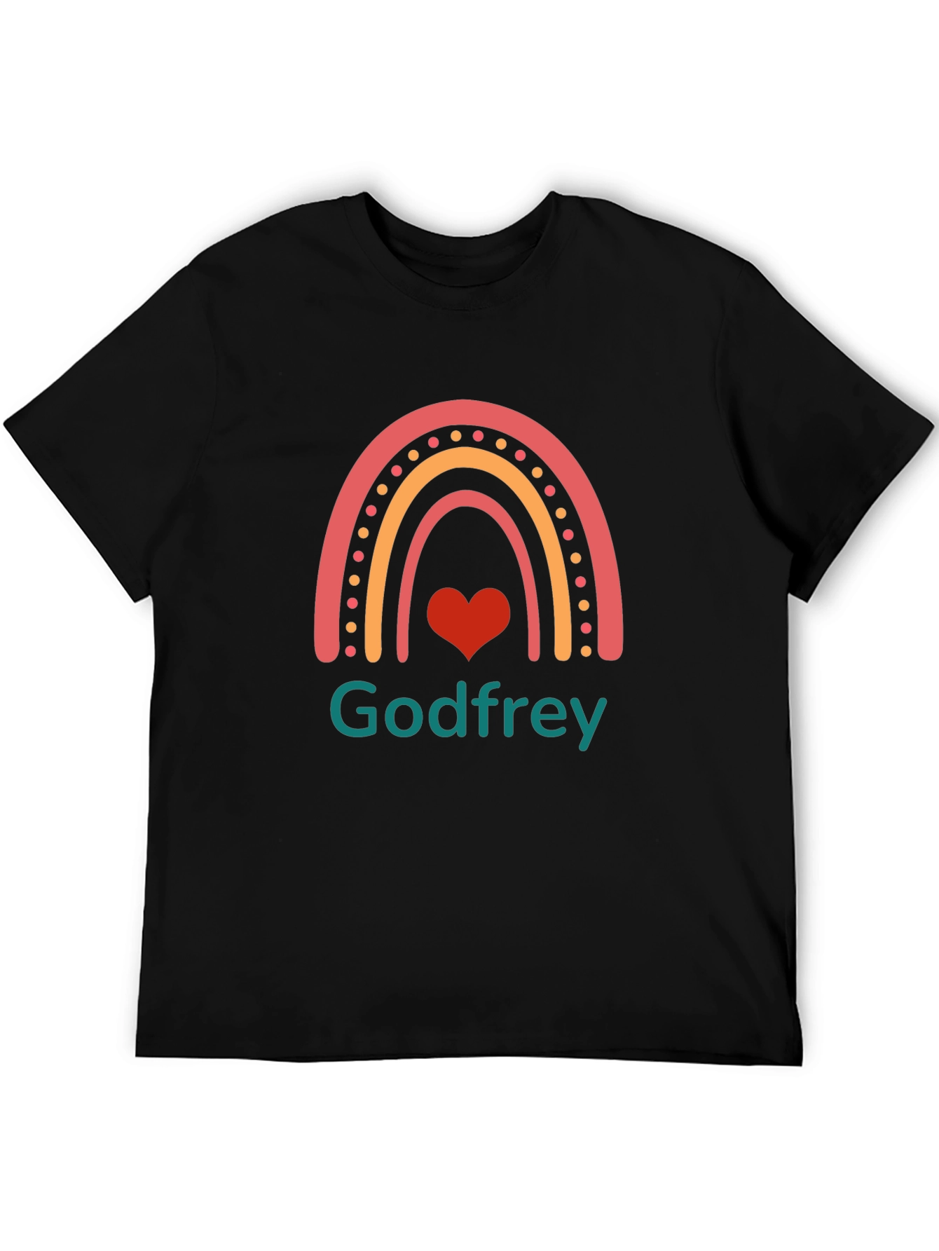 Black Godfrey Rainbow Heart Graphic Tee - Black view 5
