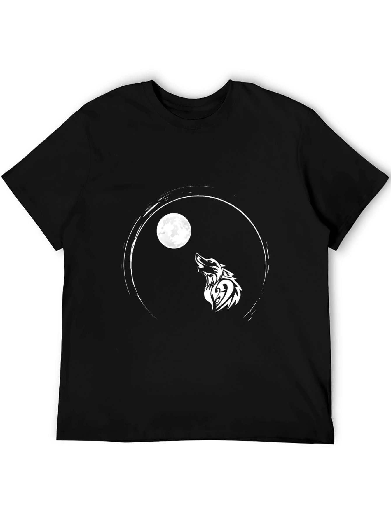 Black Wolf Moon Graphic Tee - Black Cotton Blend view 5