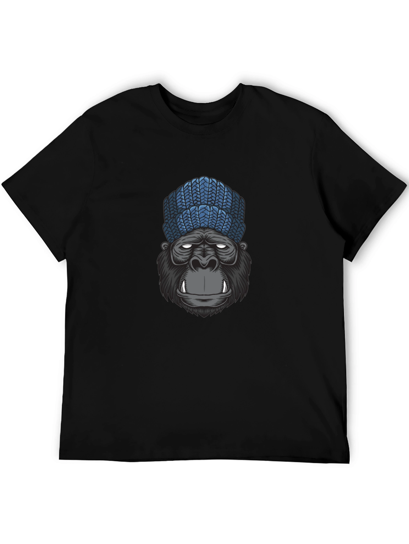 Black Gorilla Beanie Graphic Tee - Cool & Casual view 5