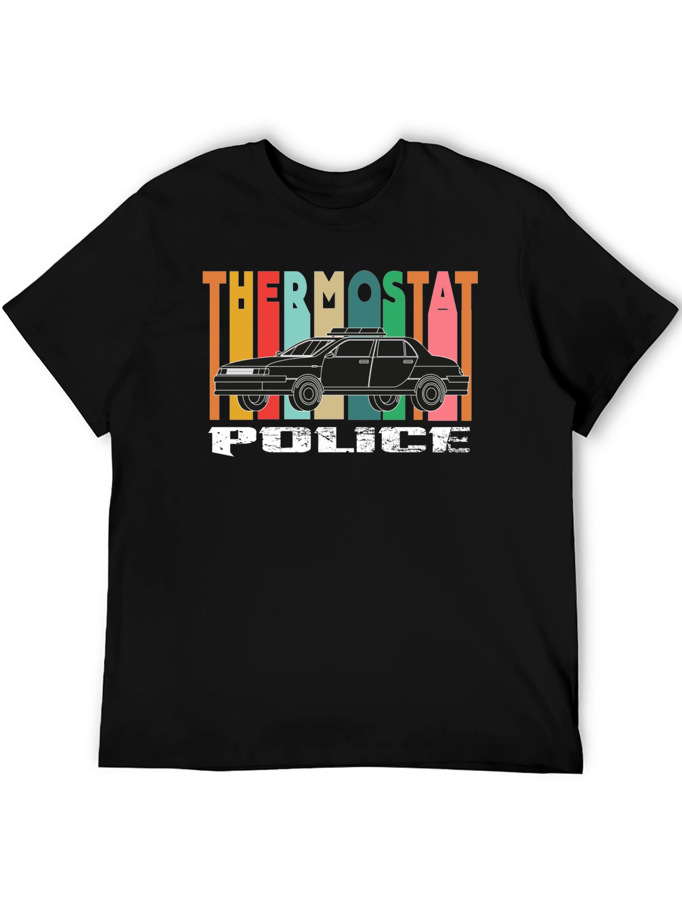 Black Thermostat Police Graphic T-Shirt - Retro Style view 5