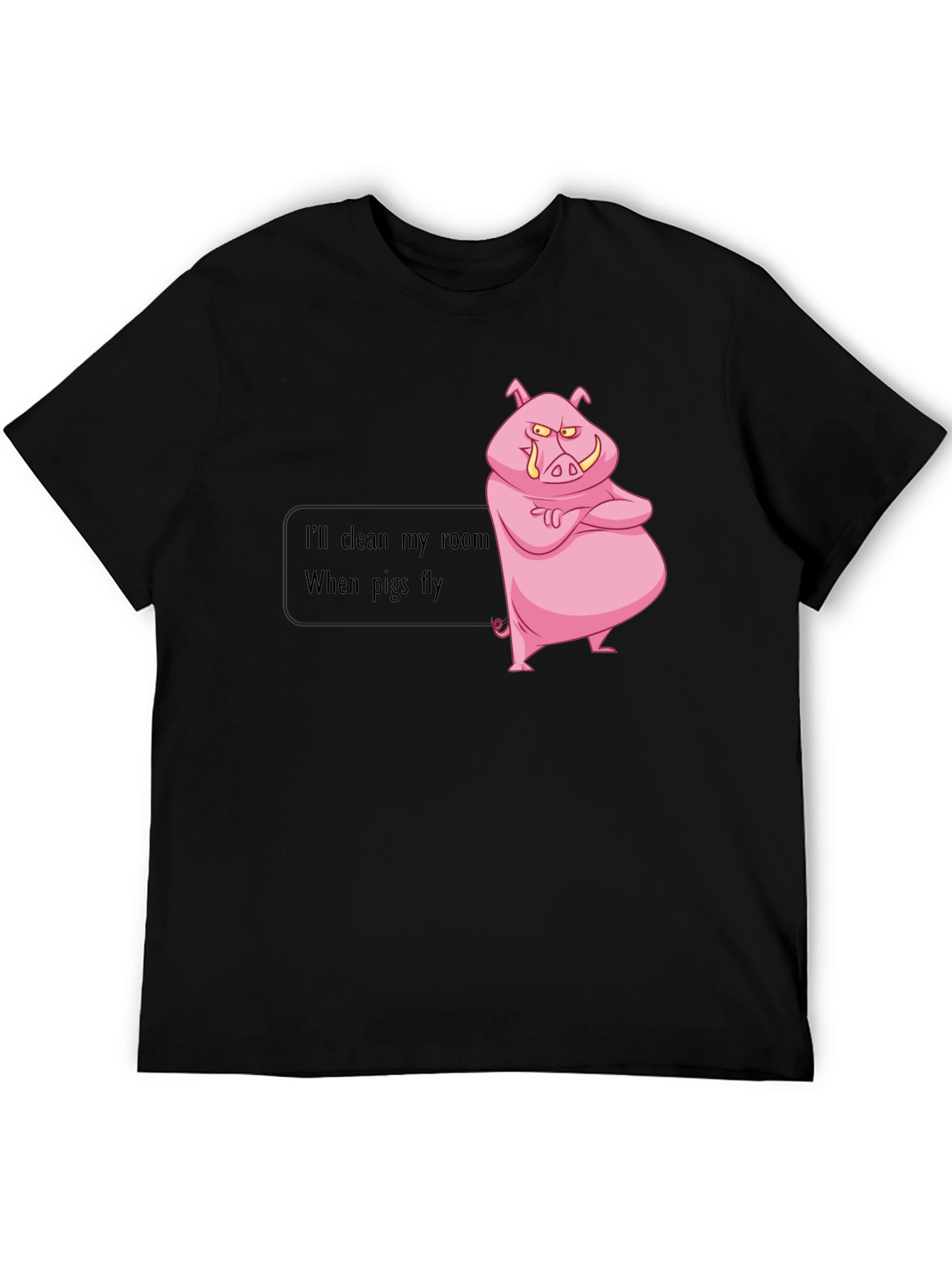 Black Funny "When Pigs Fly" Graphic Tee view 5