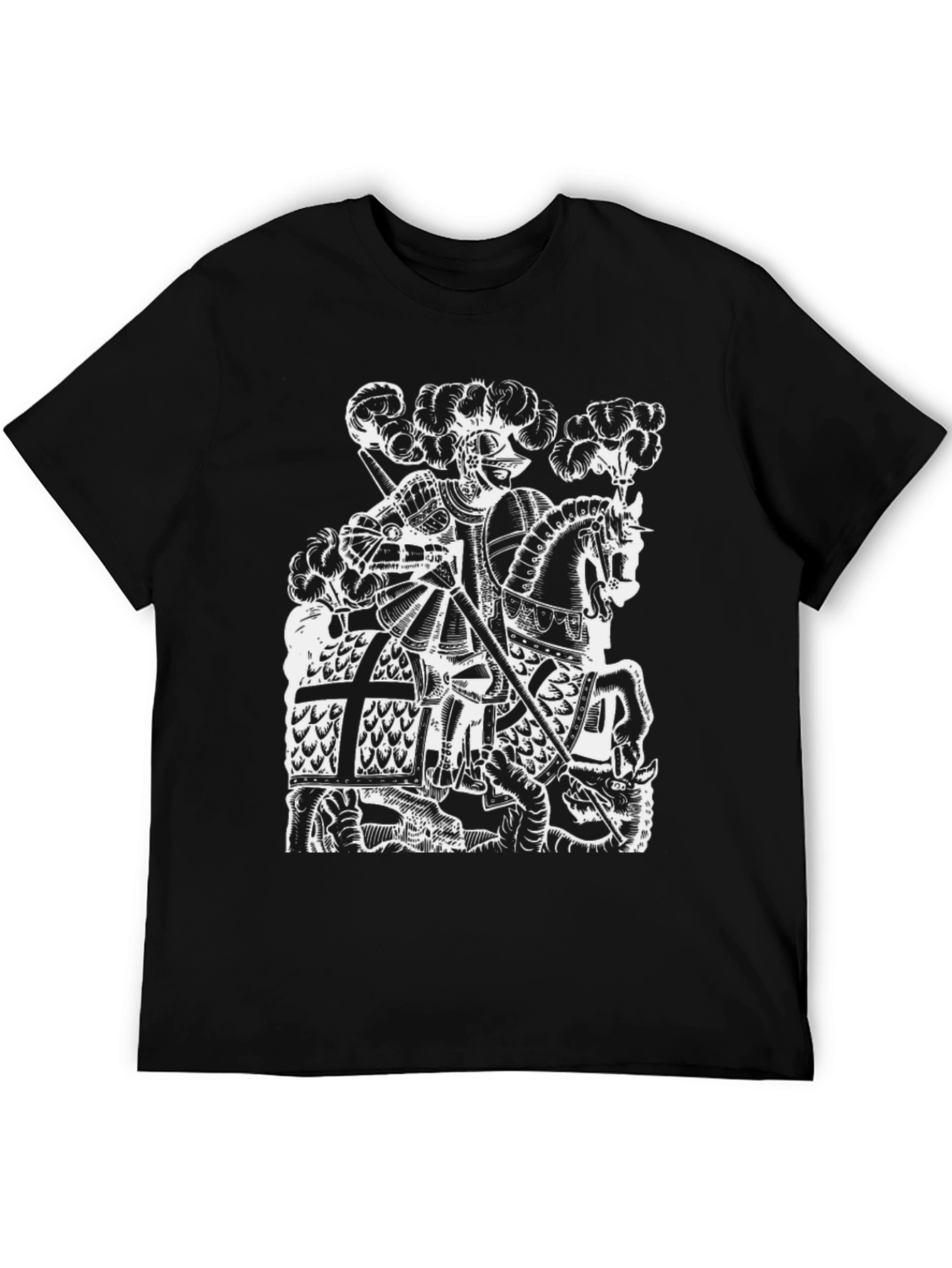 Black Medieval Knight Dragon Slayer Graphic Tee view 5
