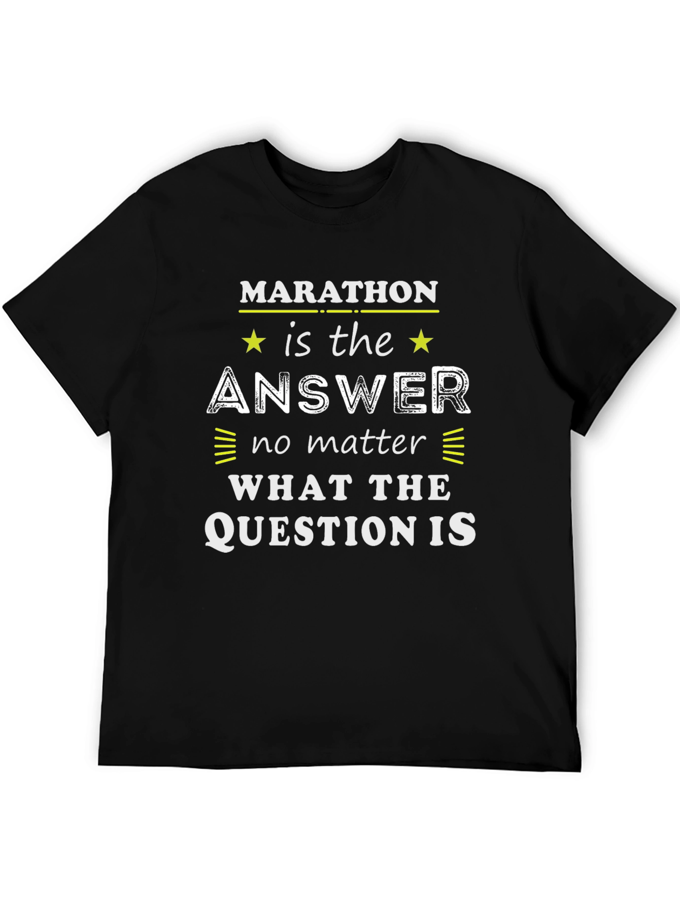 Black Marathon Is The Answer T-Shirt - Black Cotton Tee view 5