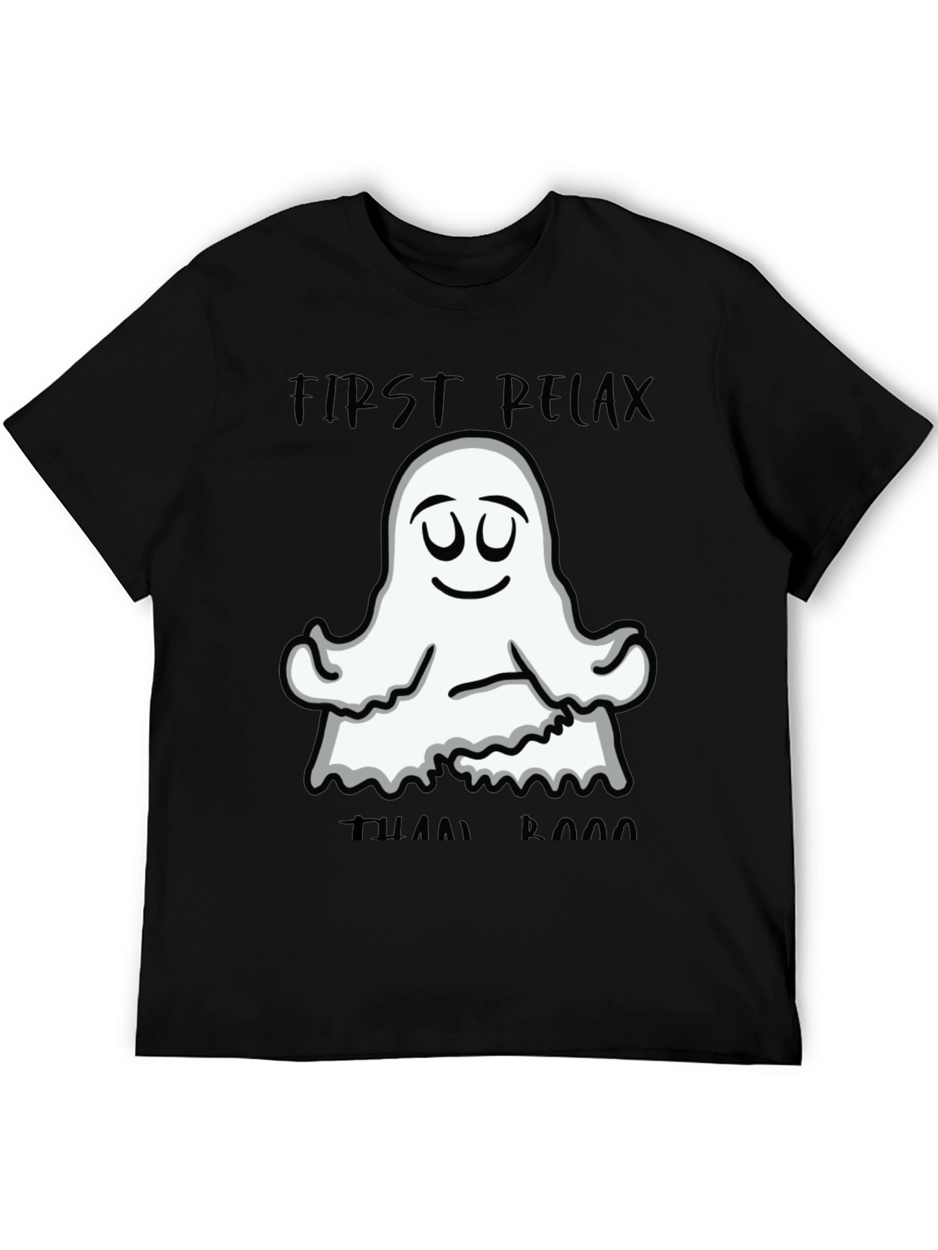 Black Relax Ghost Graphic T-Shirt - Halloween Yoga Tee view 5
