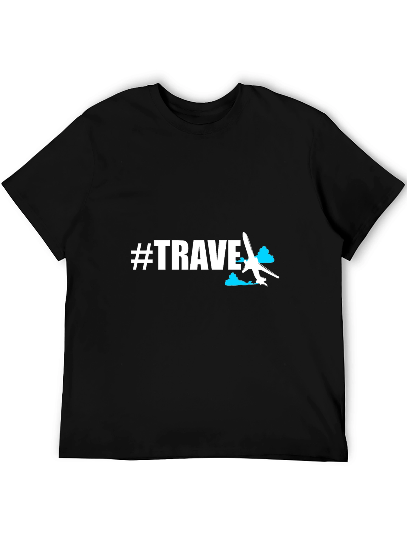 Black #Travel Graphic Tee - Black Crew Neck T-Shirt view 5