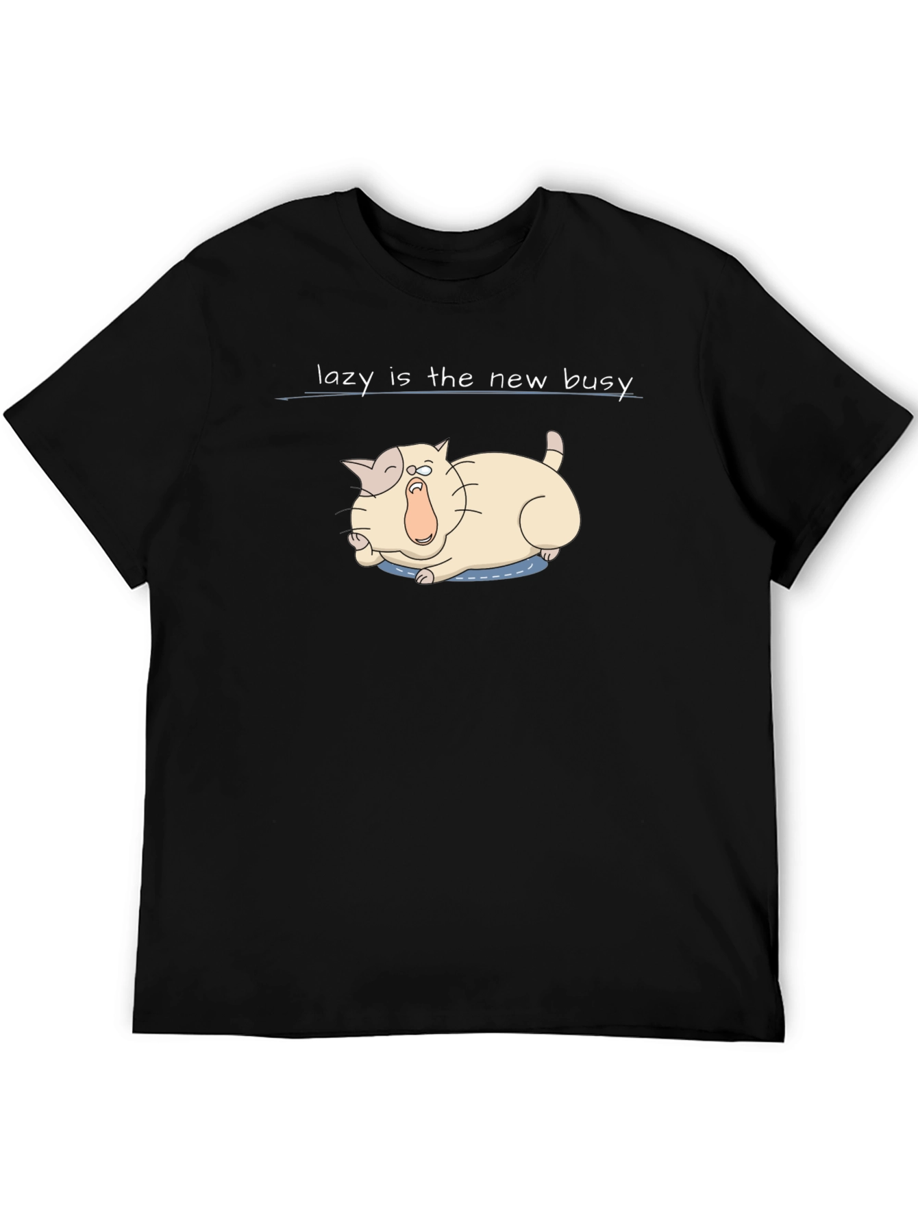Black Lazy is the New Busy Tee - Funny Cat Graphic T-Shirt view 5