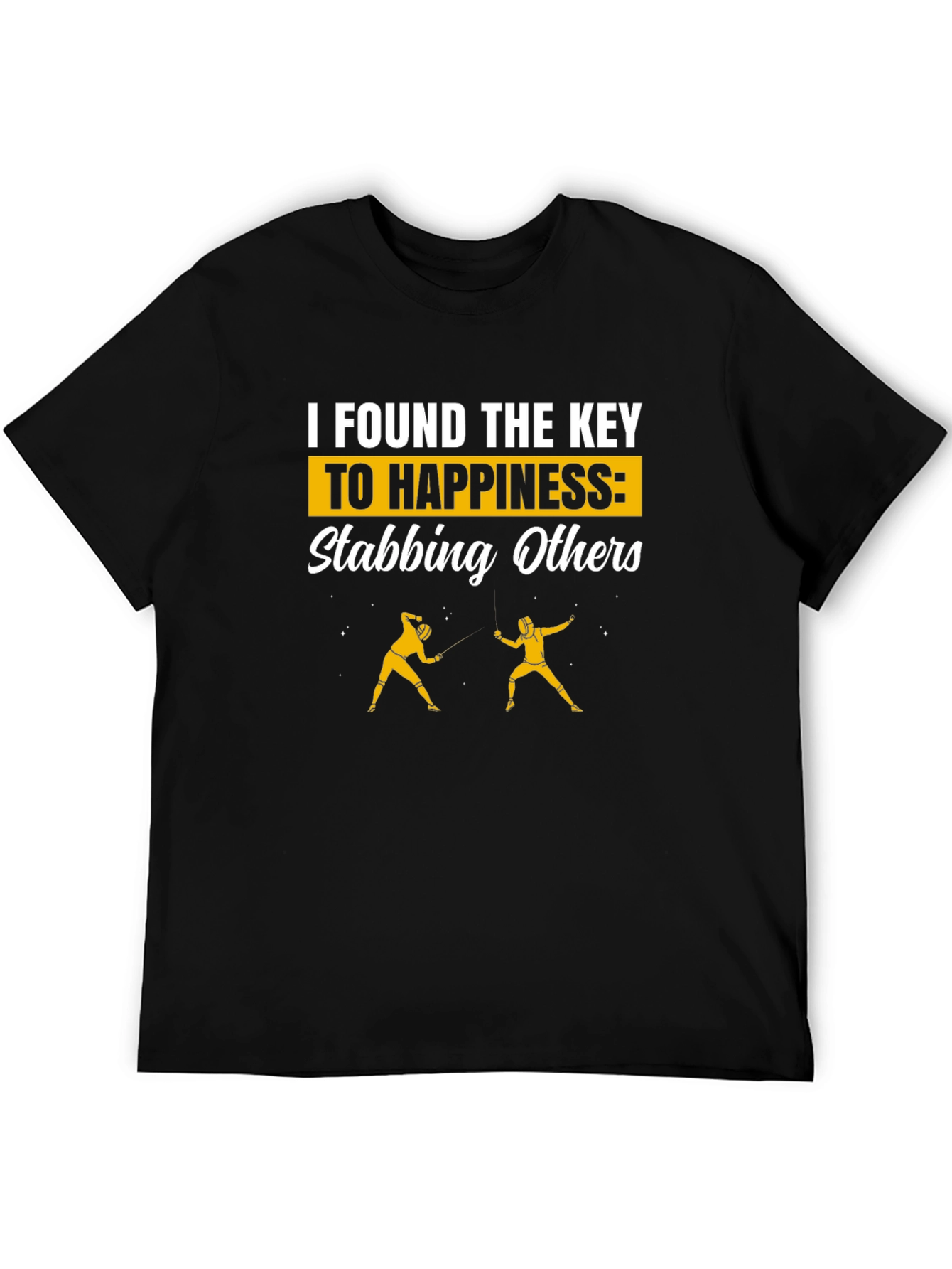 Black Funny Fencing T-Shirt - Key to Happiness view 5