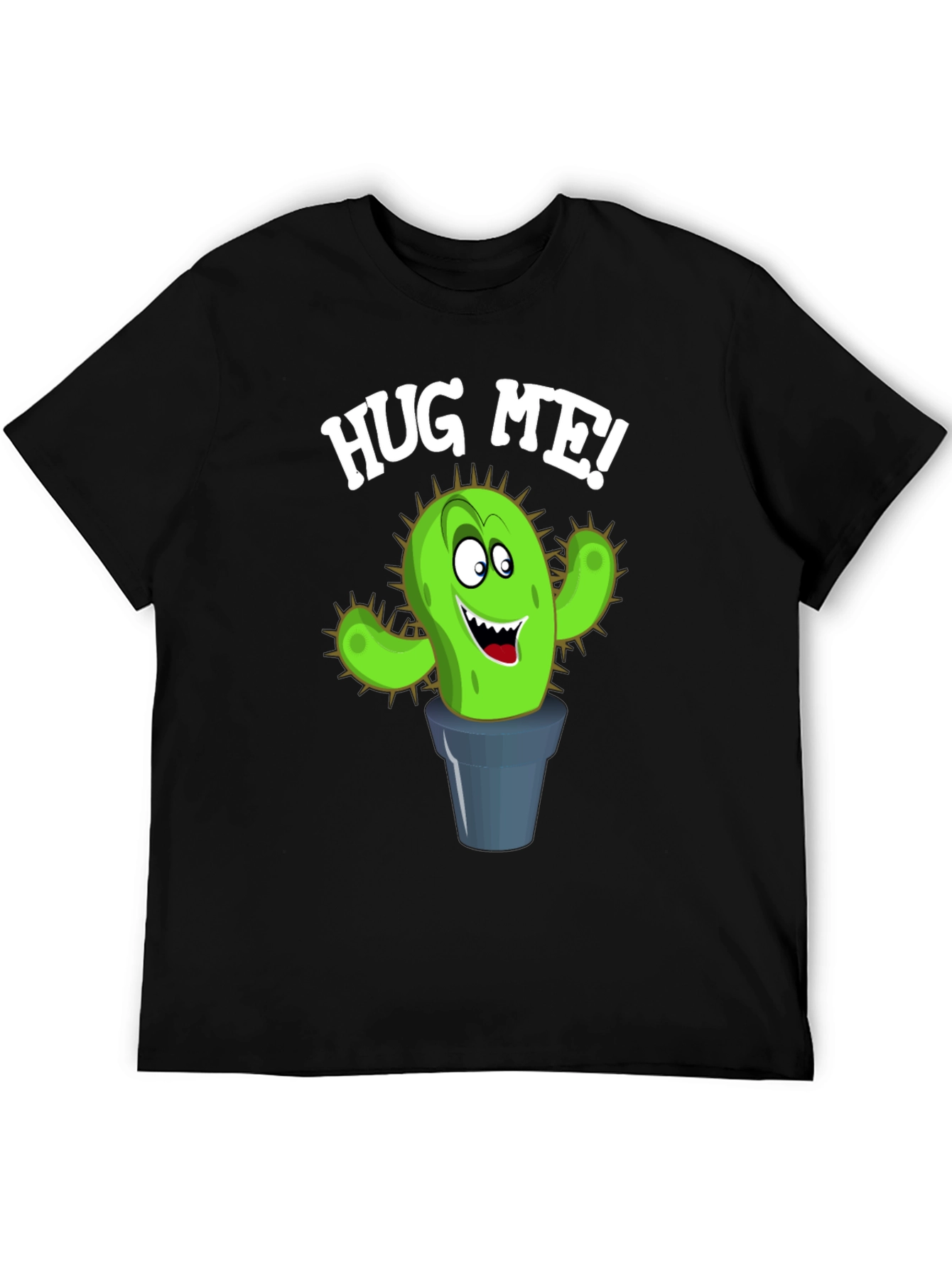 Black Hug Me Cactus Graphic Tee - Black view 5