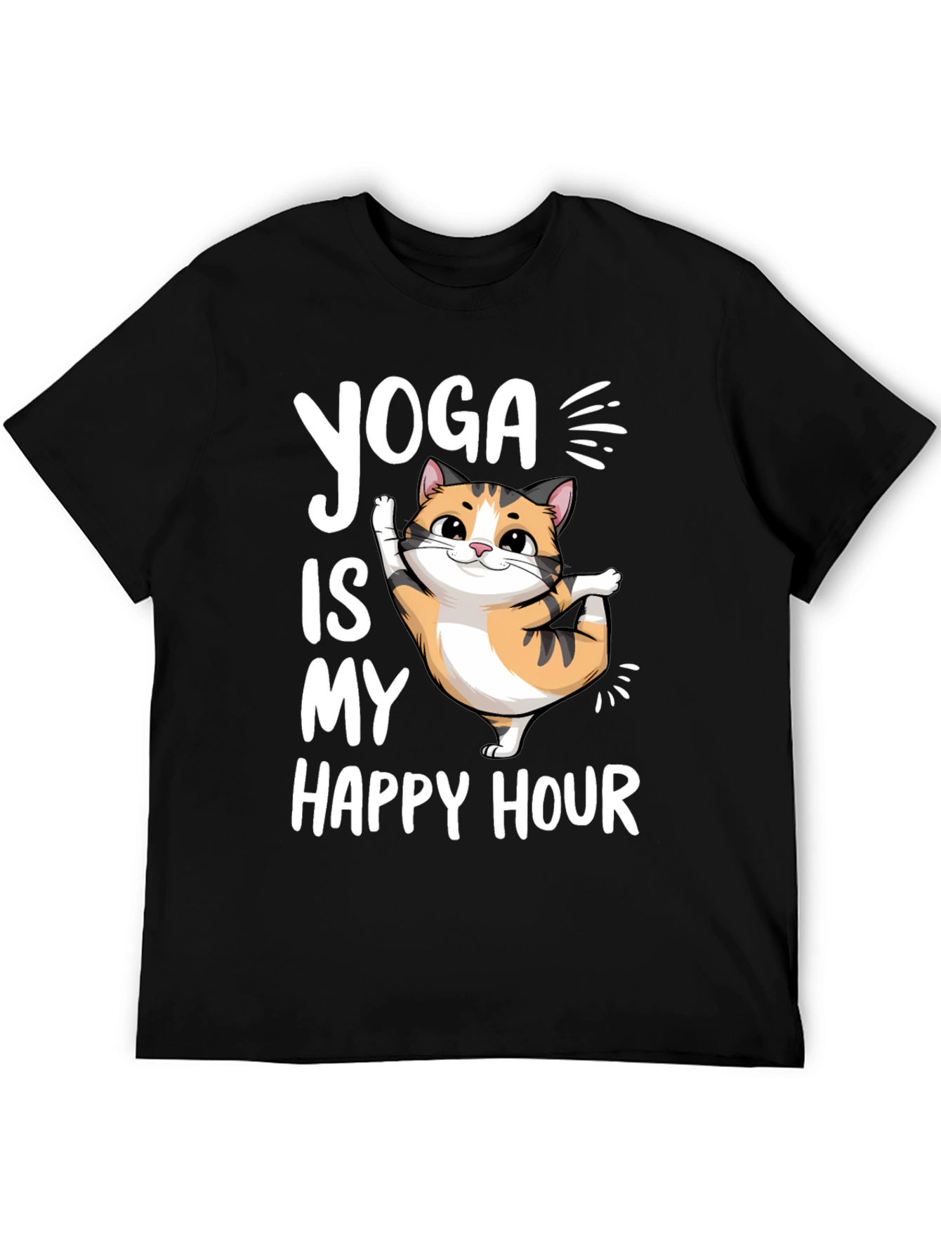 Black Yoga Cat T-Shirt - Happy Hour Tee view 5