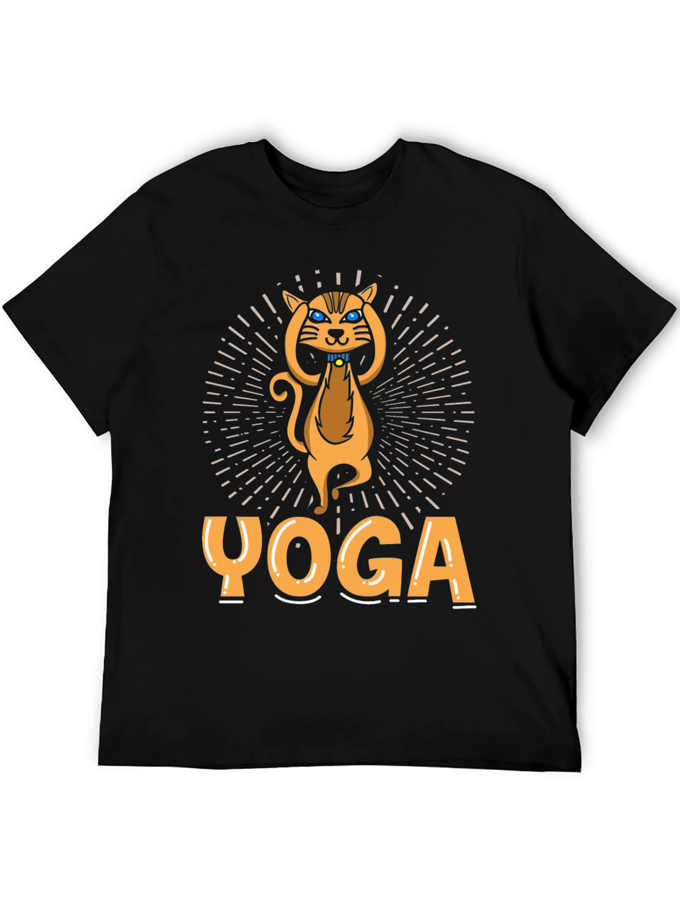 Black Yoga Cat Graphic T-Shirt - Unisex view 5
