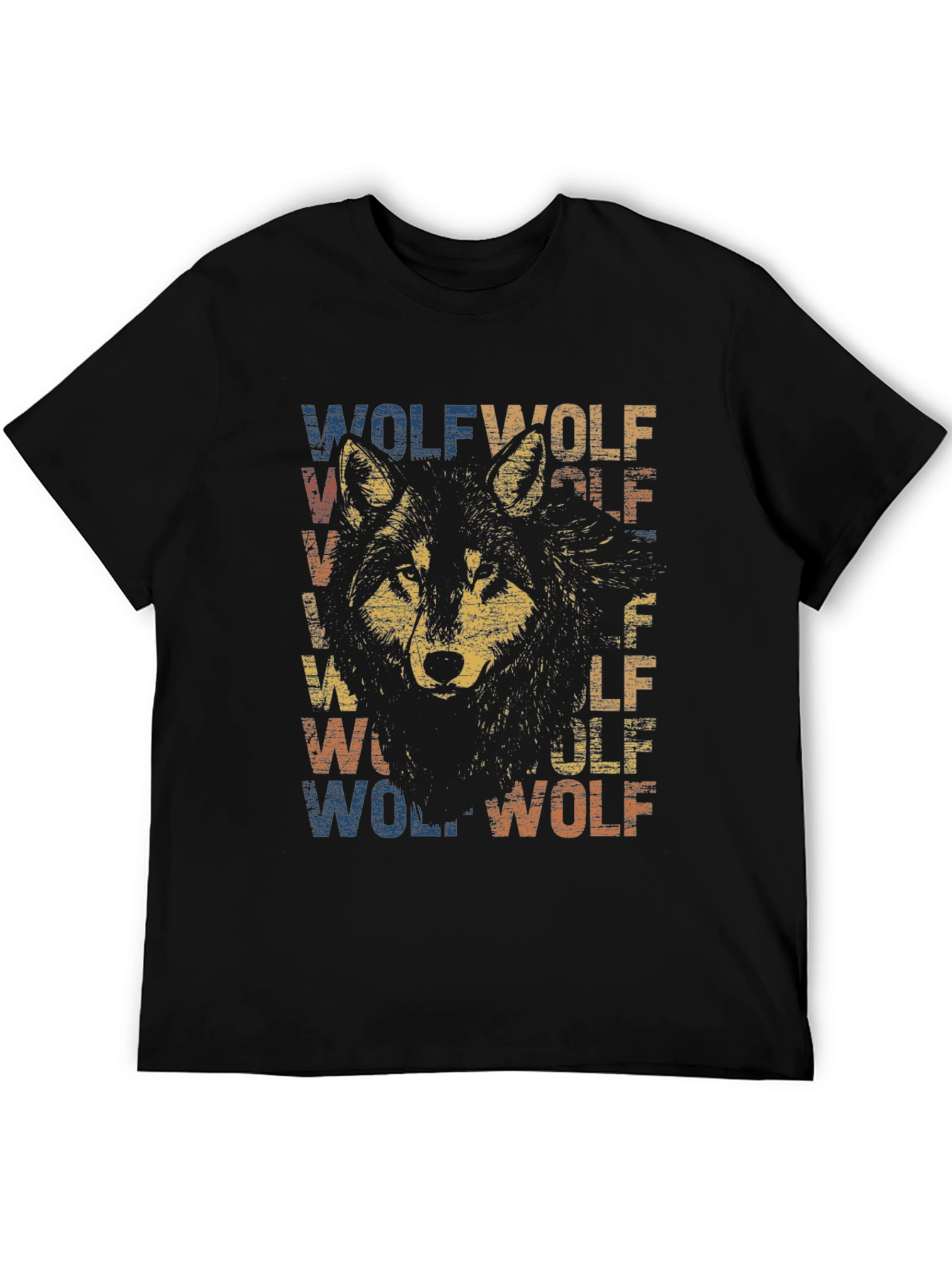 Black Vintage Wolf Graphic T-Shirt - Retro Style Tee view 5