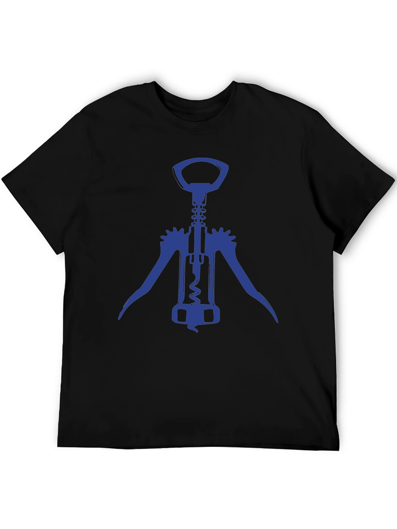 Black Wine Opener Graphic T-Shirt - Black Crew Neck Tee view 5