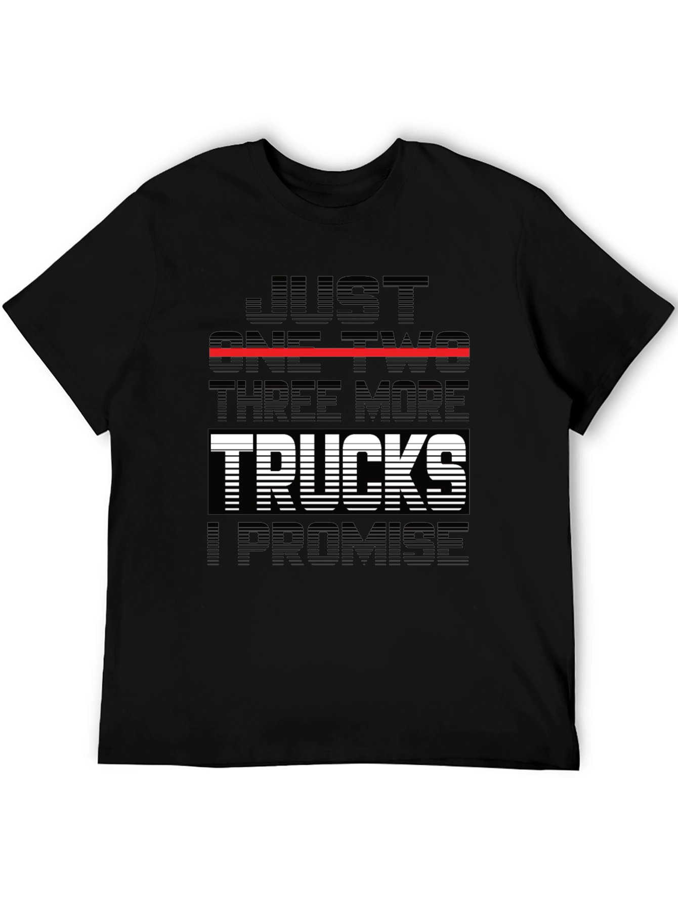 Black Just One Two Three More Trucks T-Shirt view 5