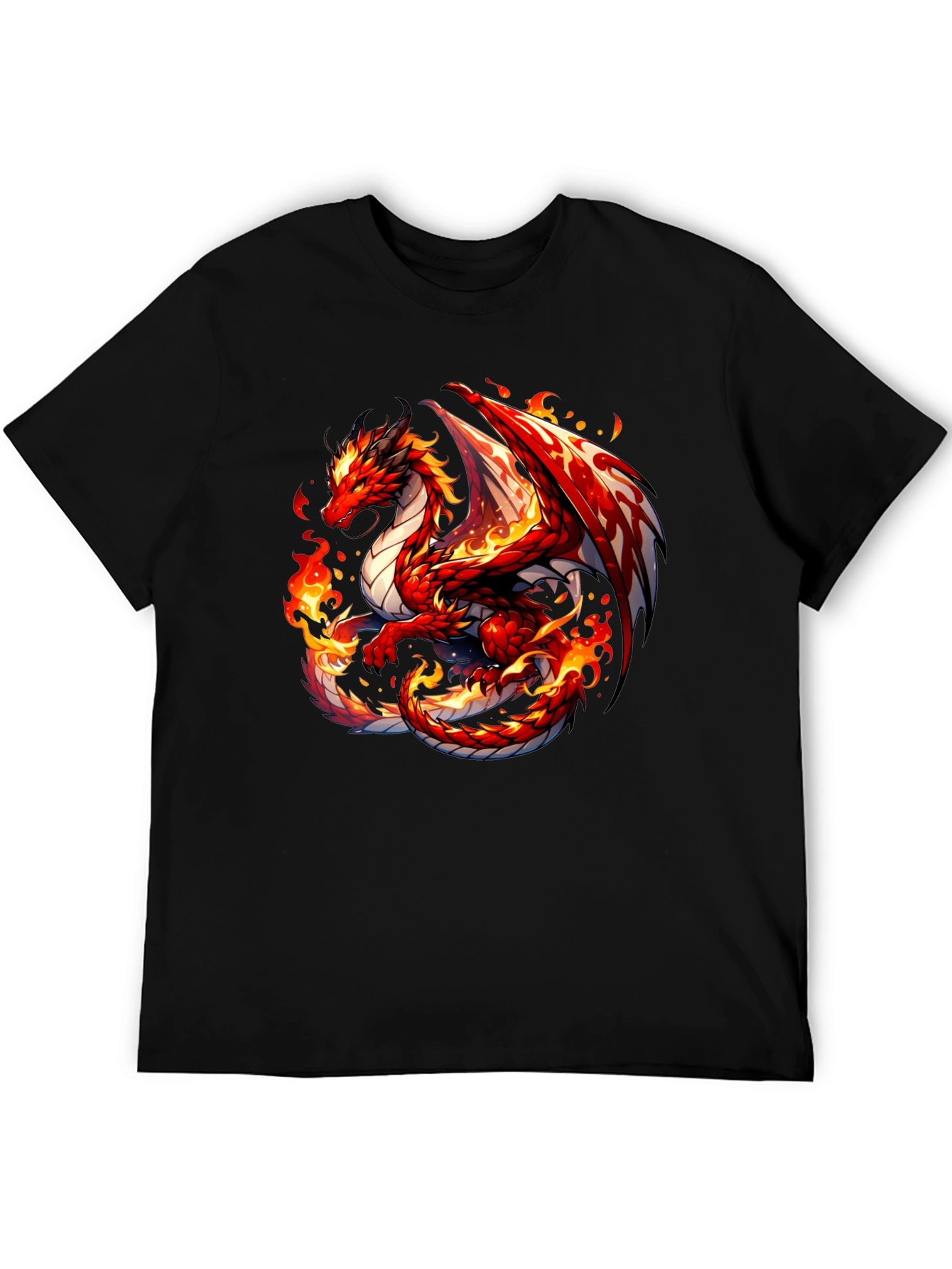 Fiery Dragon Graphic Tee - Black Cotton Shirt - 5