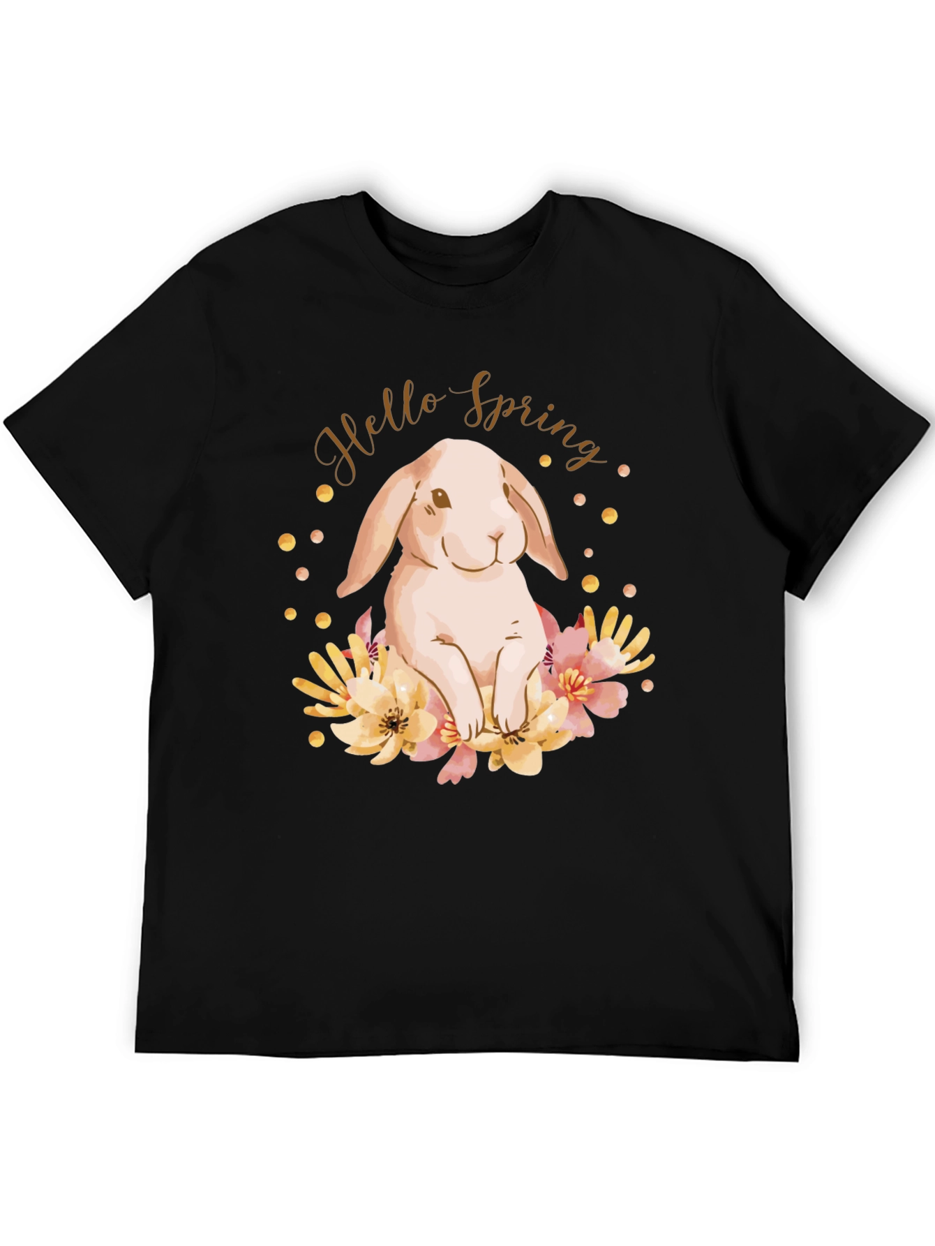 Black Hello Spring Bunny T-Shirt view 5