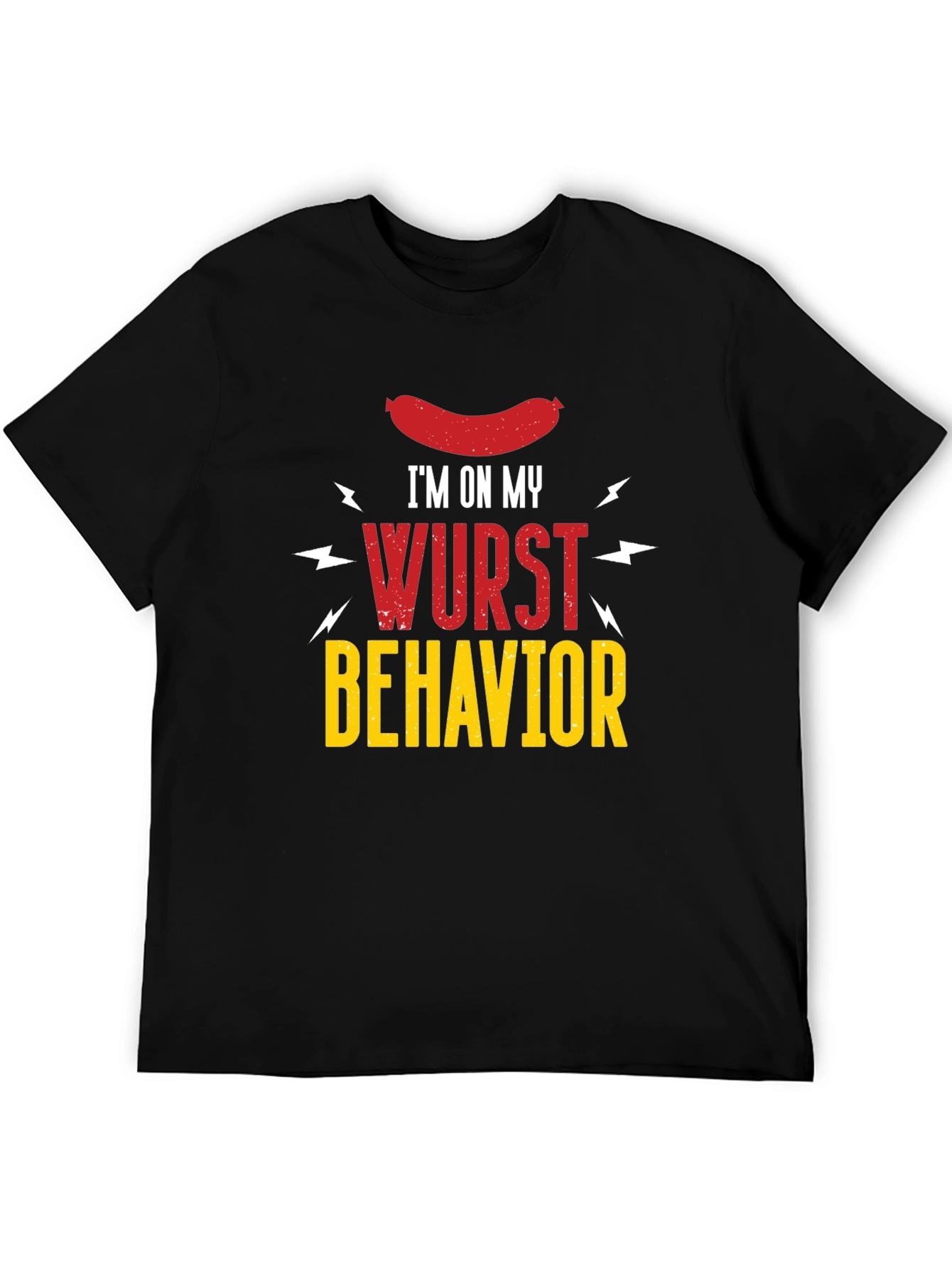 Black Wurst Behavior Graphic T-Shirt - Funny Sausage Tee view 5