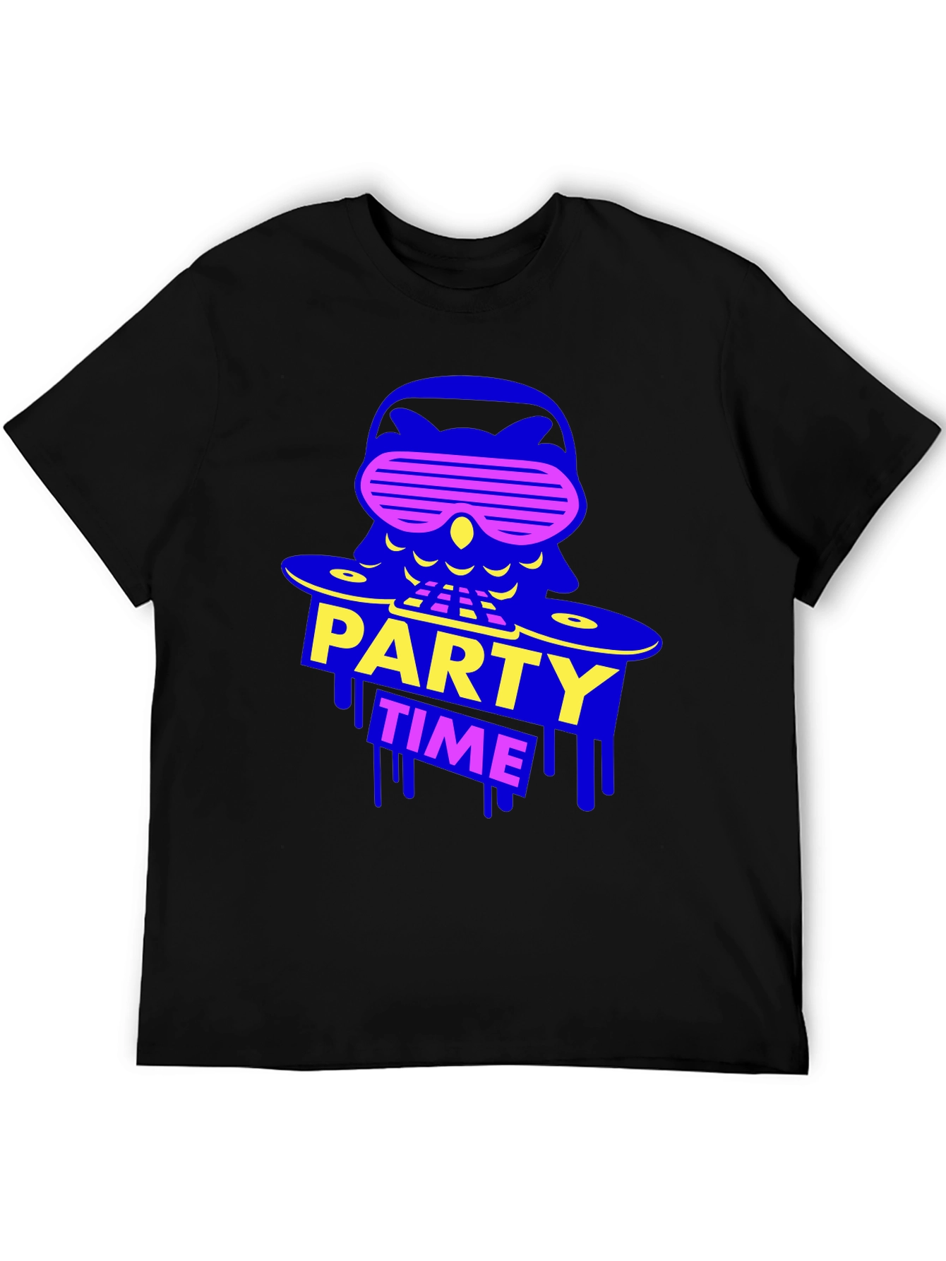 Black Party Time Owl Graphic Tee - Black Crew Neck view 5