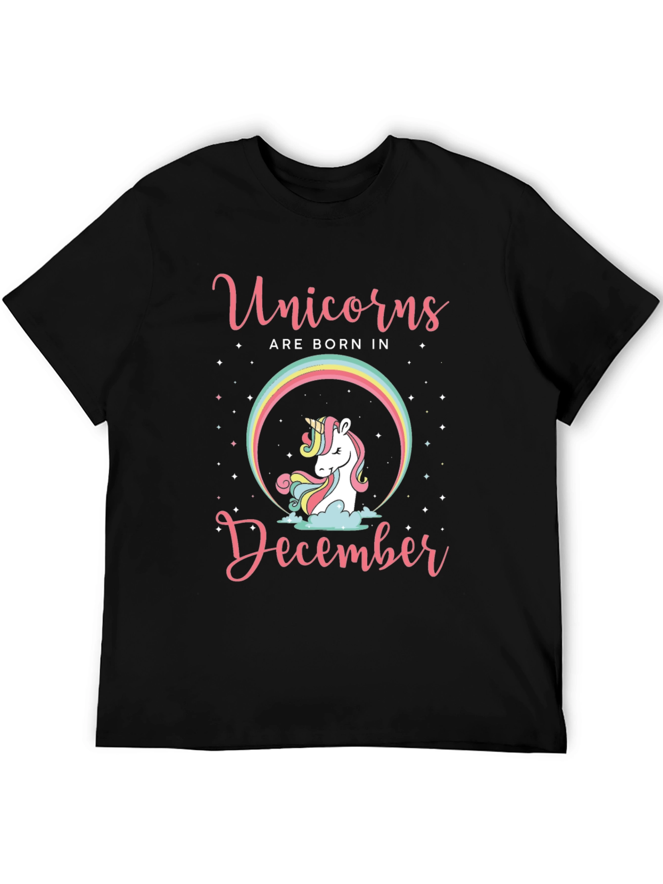 Black Unicorns Born in December T-Shirt view 5