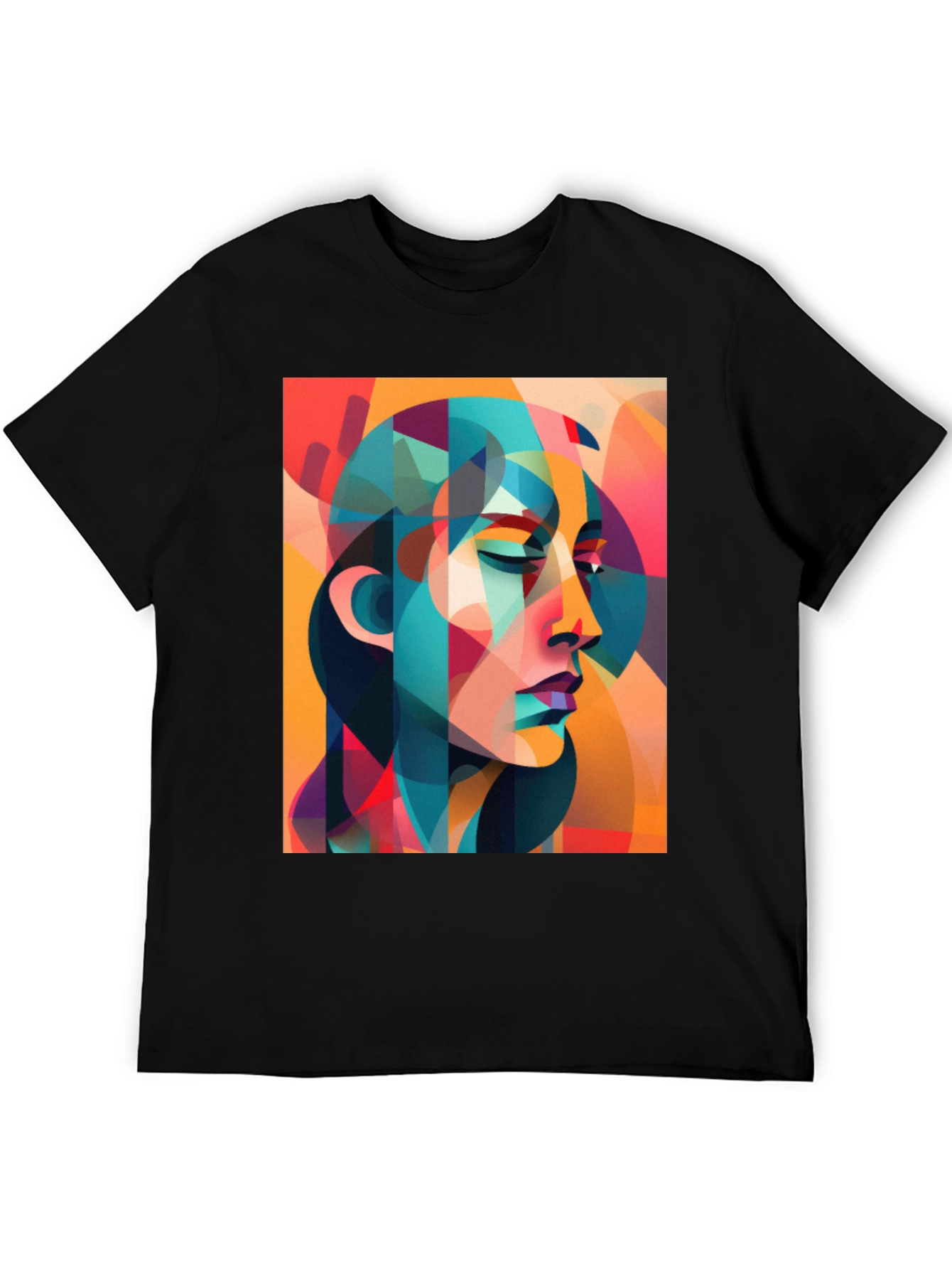 Black Abstract Woman Graphic Tee - Bold Artistic Design view 5