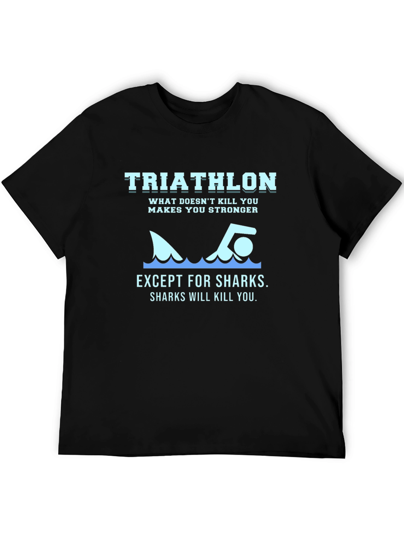 Black Triathlon Shark T-Shirt - Funny Workout Tee view 5