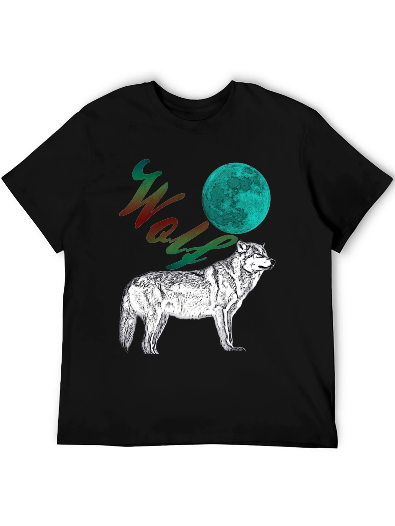 Black Wolf Moon Graphic Tee - Men's Black T-Shirt view 5
