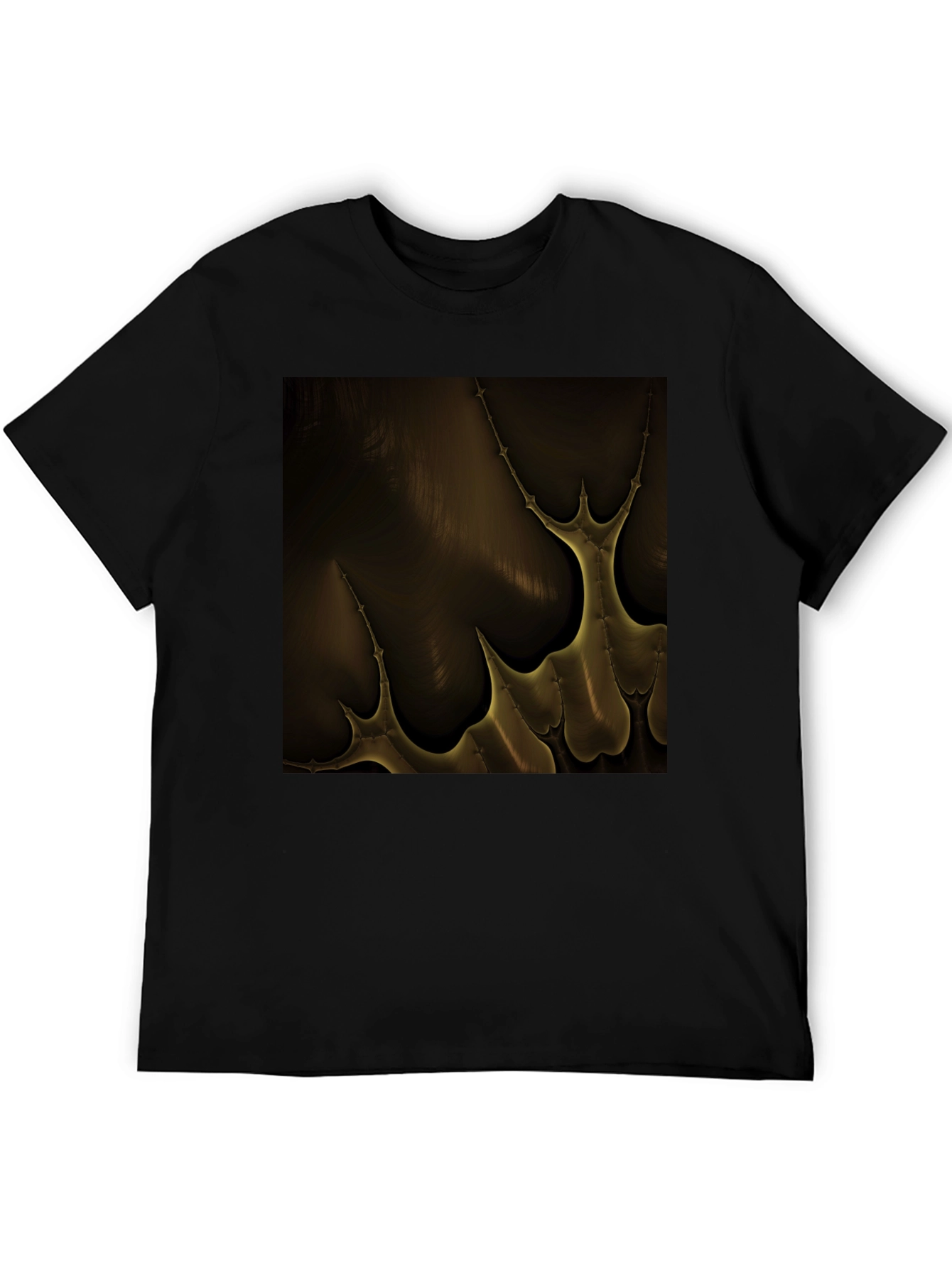 Black Abstract Gold Pattern Black T-Shirt view 5