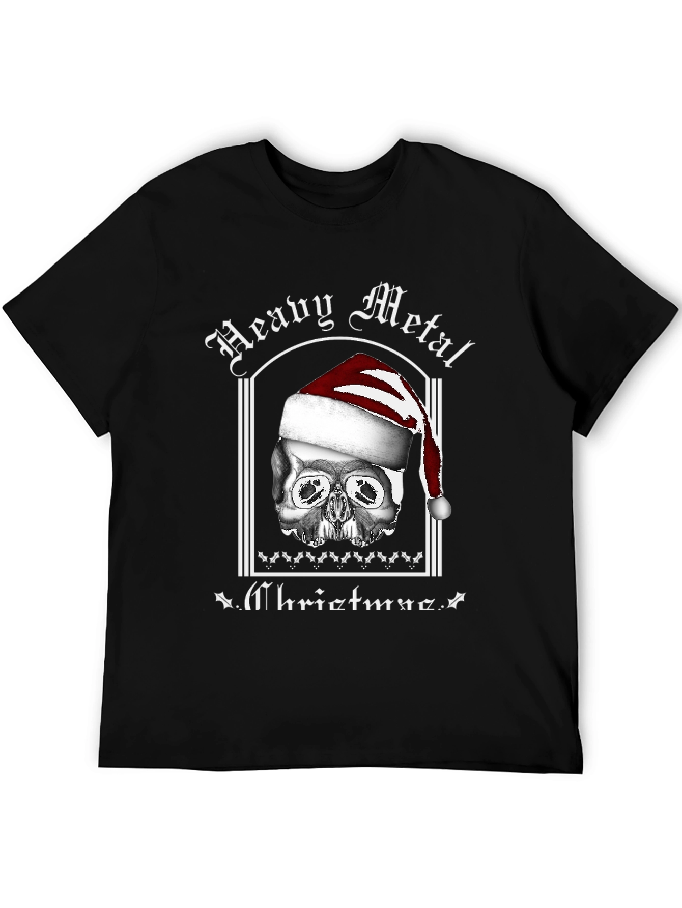Black Heavy Metal Christmas Skull T-Shirt view 5