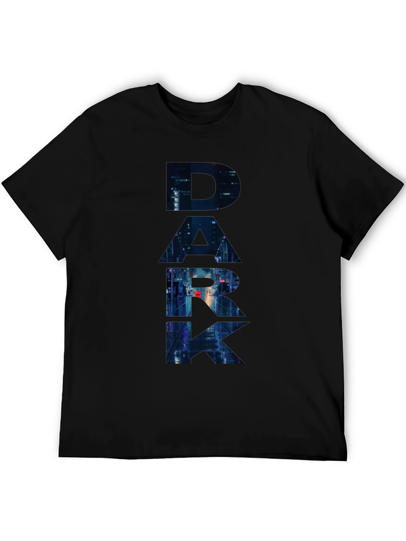 Black Dark Cityscape Graphic Black T-Shirt view 5