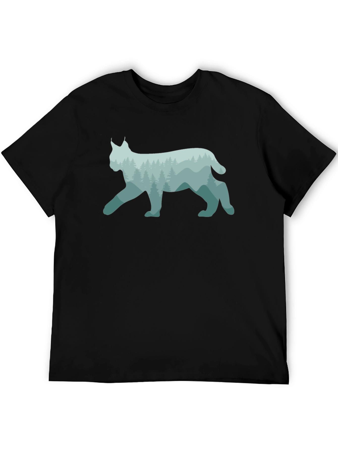 Lynx Forest Silhouette Black T-Shirt - 5