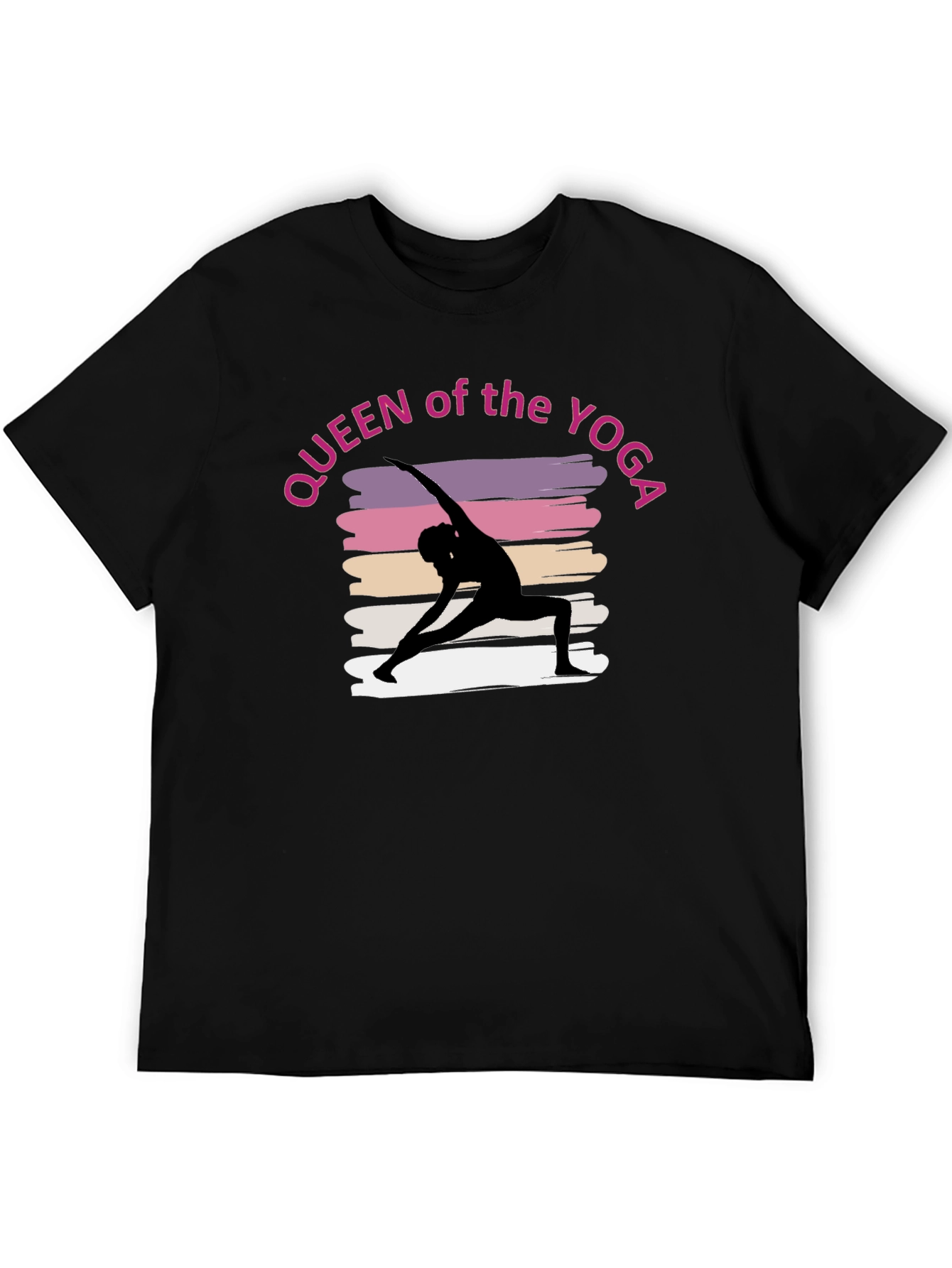 Black Queen of the Yoga Tee - Black Unisex T-Shirt view 5