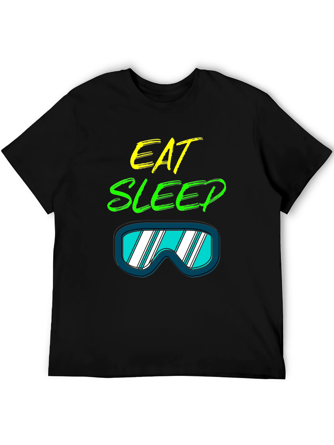 Black Eat Sleep Ski T-Shirt: Cool Ski Goggles Graphic Tee view 5