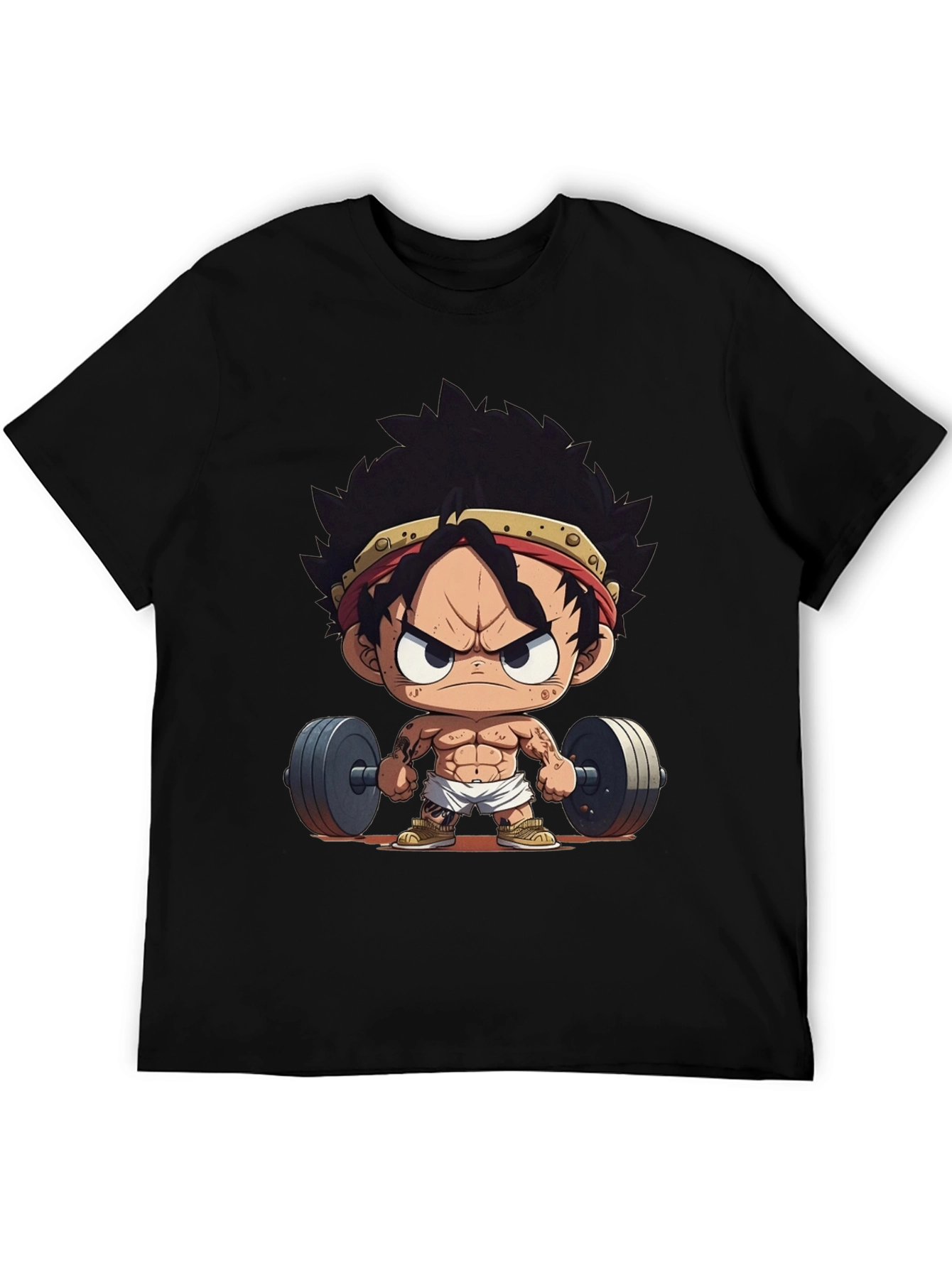 Black Anime Gym T-Shirt: Strong Luffy view 5