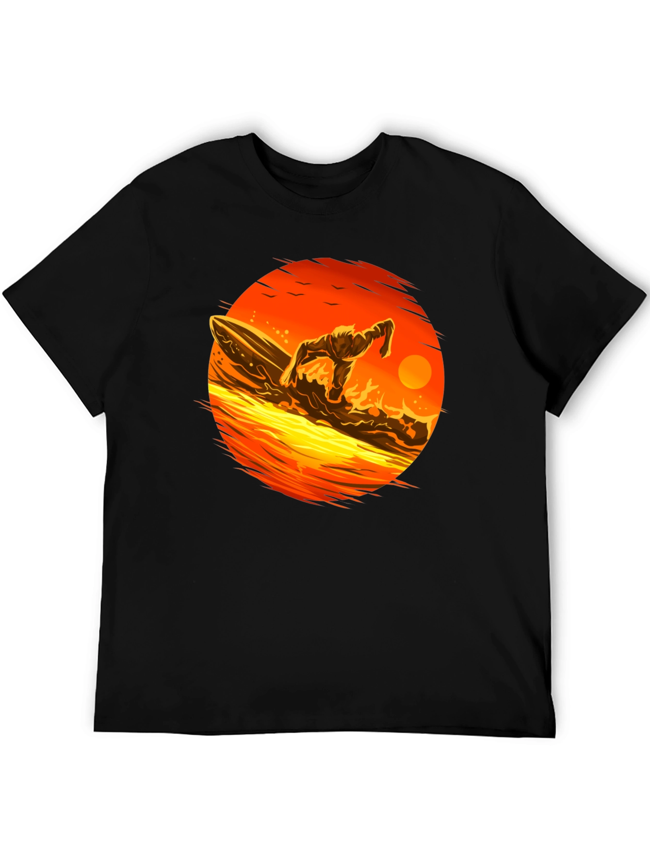 Black Surfer Sunset Graphic Tee - Black Cotton T-Shirt view 5