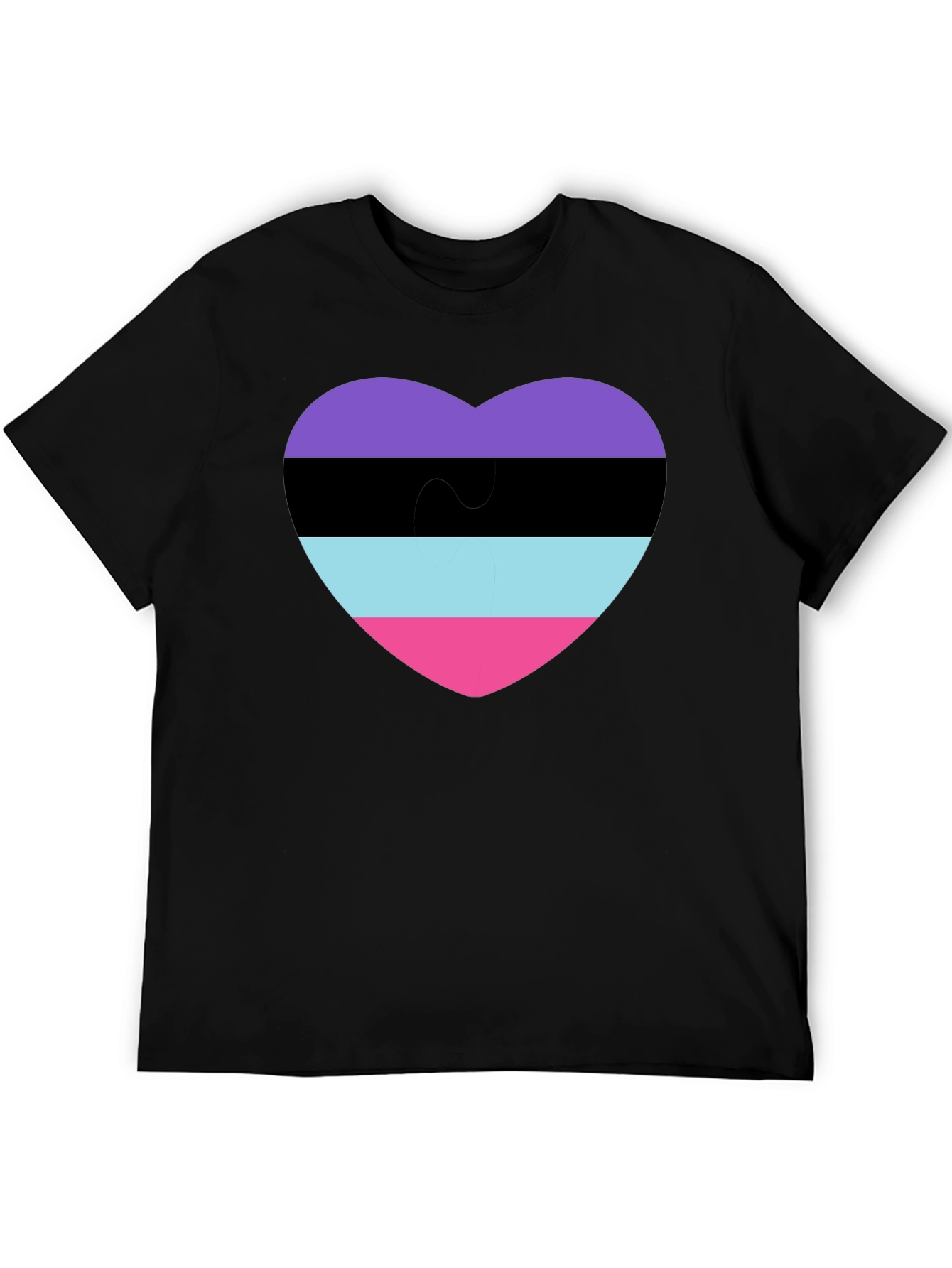 Black Omnisexual Pride Heart T-Shirt - Black view 5