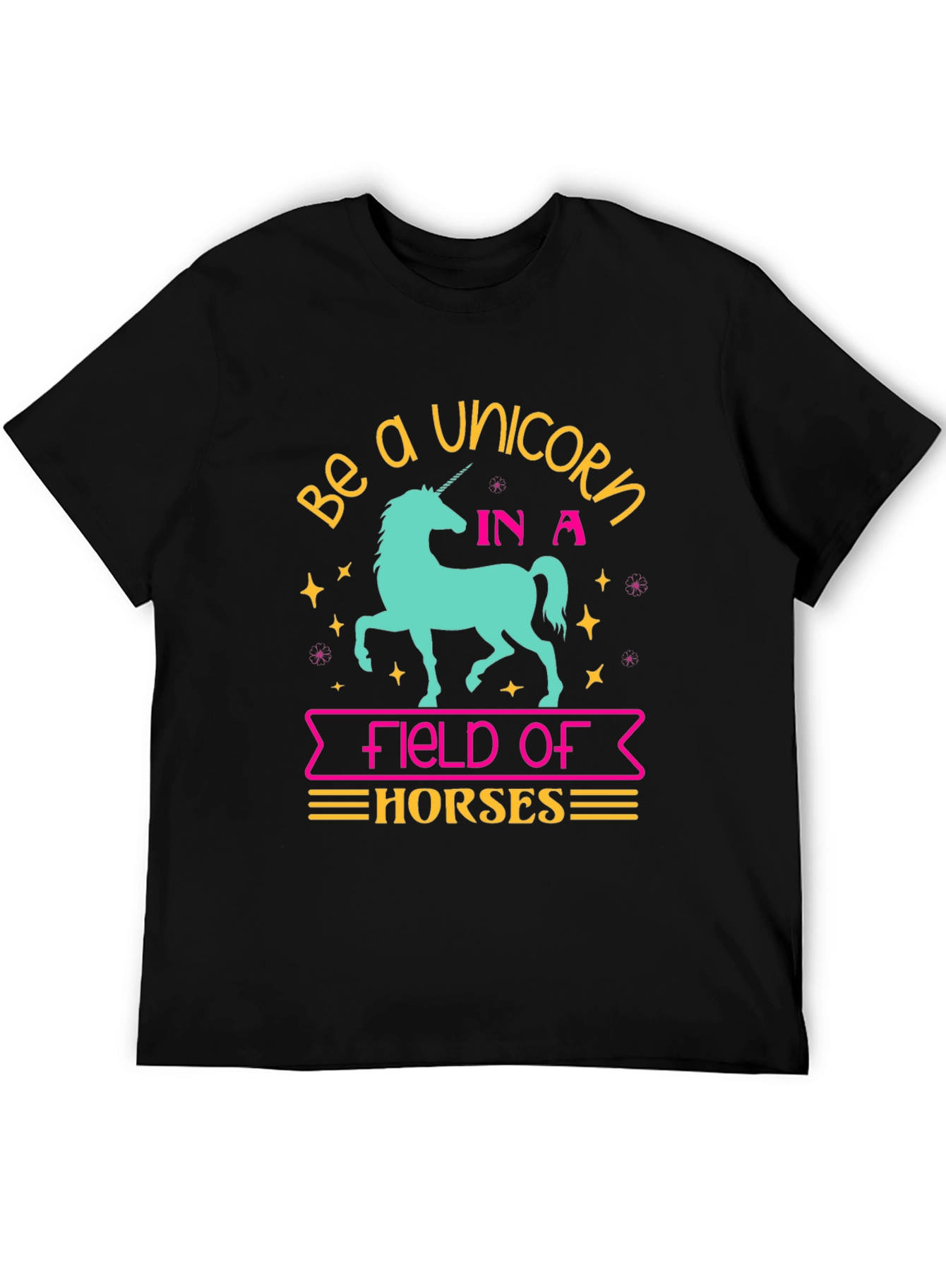 Black Be a Unicorn T-Shirt - Fun Graphic Tee view 5